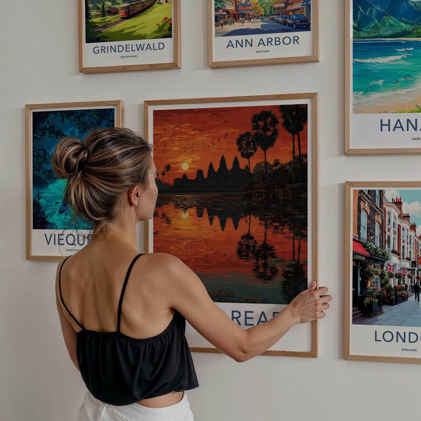 Siem Reap Poster - Cambodia Wall Art - Angkor Wat Sunset Reflection Home Decor