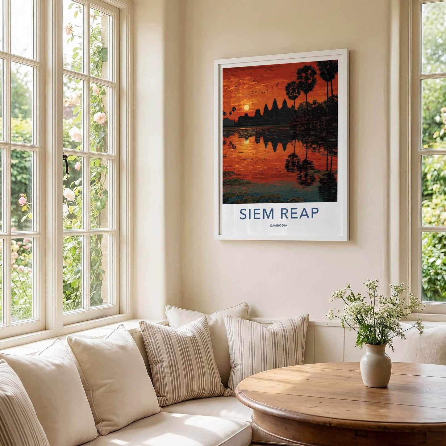 Siem Reap Poster - Cambodia Wall Art - Angkor Wat Sunset Reflection Home Decor