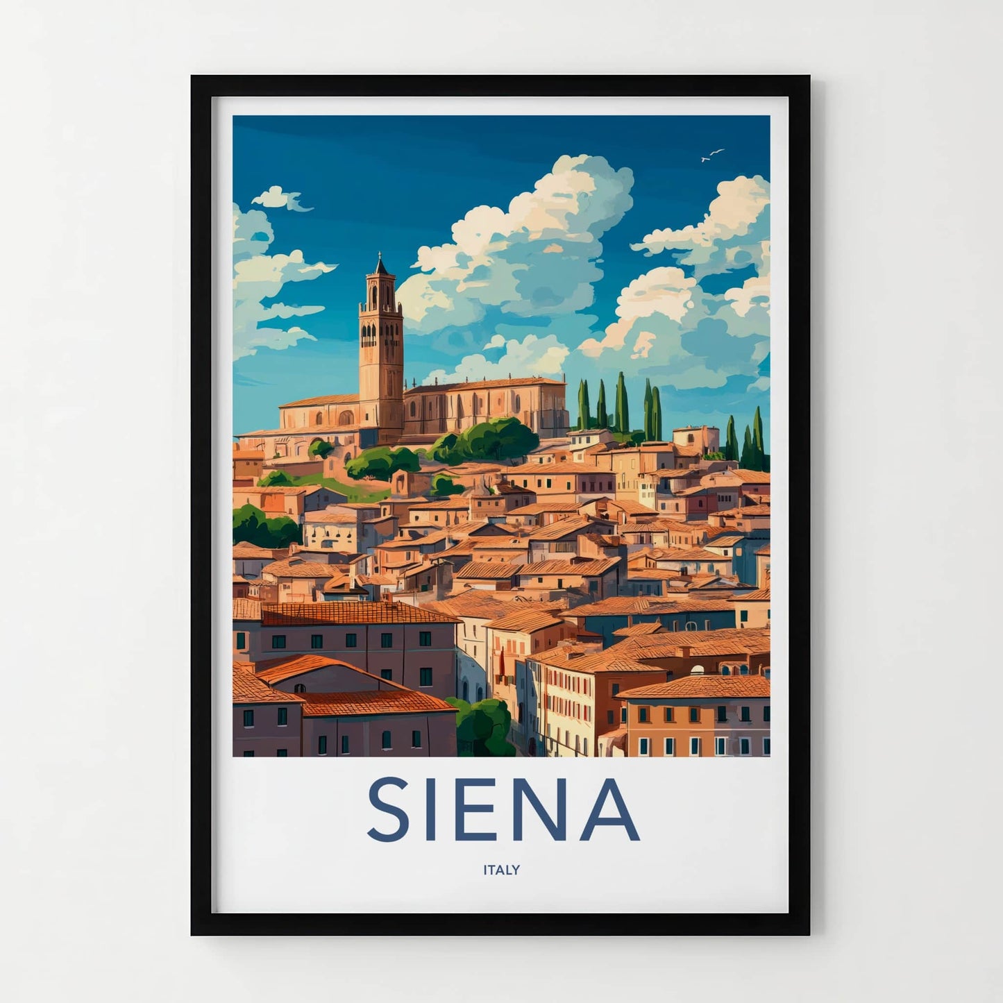Siena Poster - Italy Framed Print - Vibrant Italian Cityscape Lounge Decor