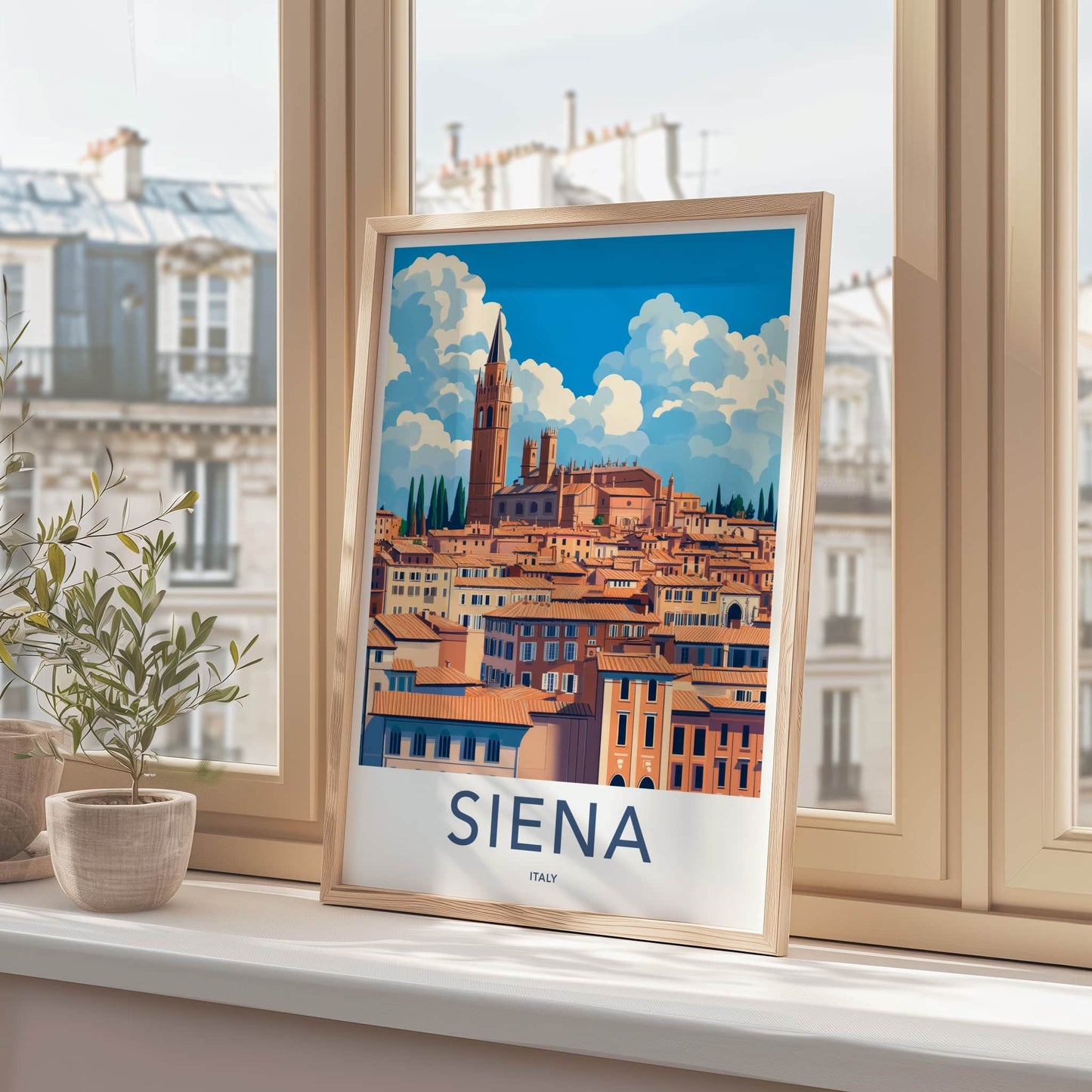 Siena Poster - Italy Travel Art - Historic Cityscape Tower Home Decor