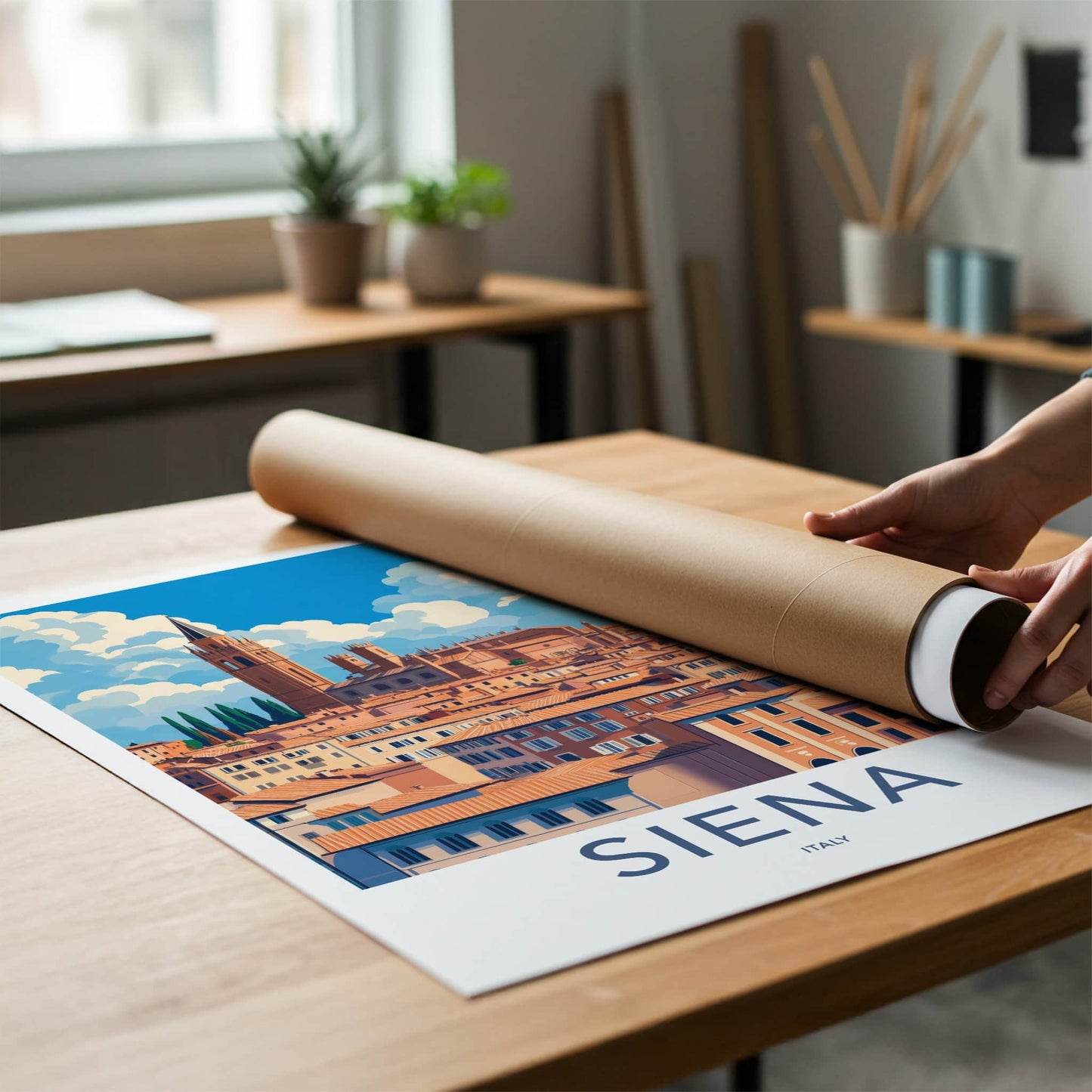 Siena Poster - Italy Travel Art - Historic Cityscape Tower Home Decor