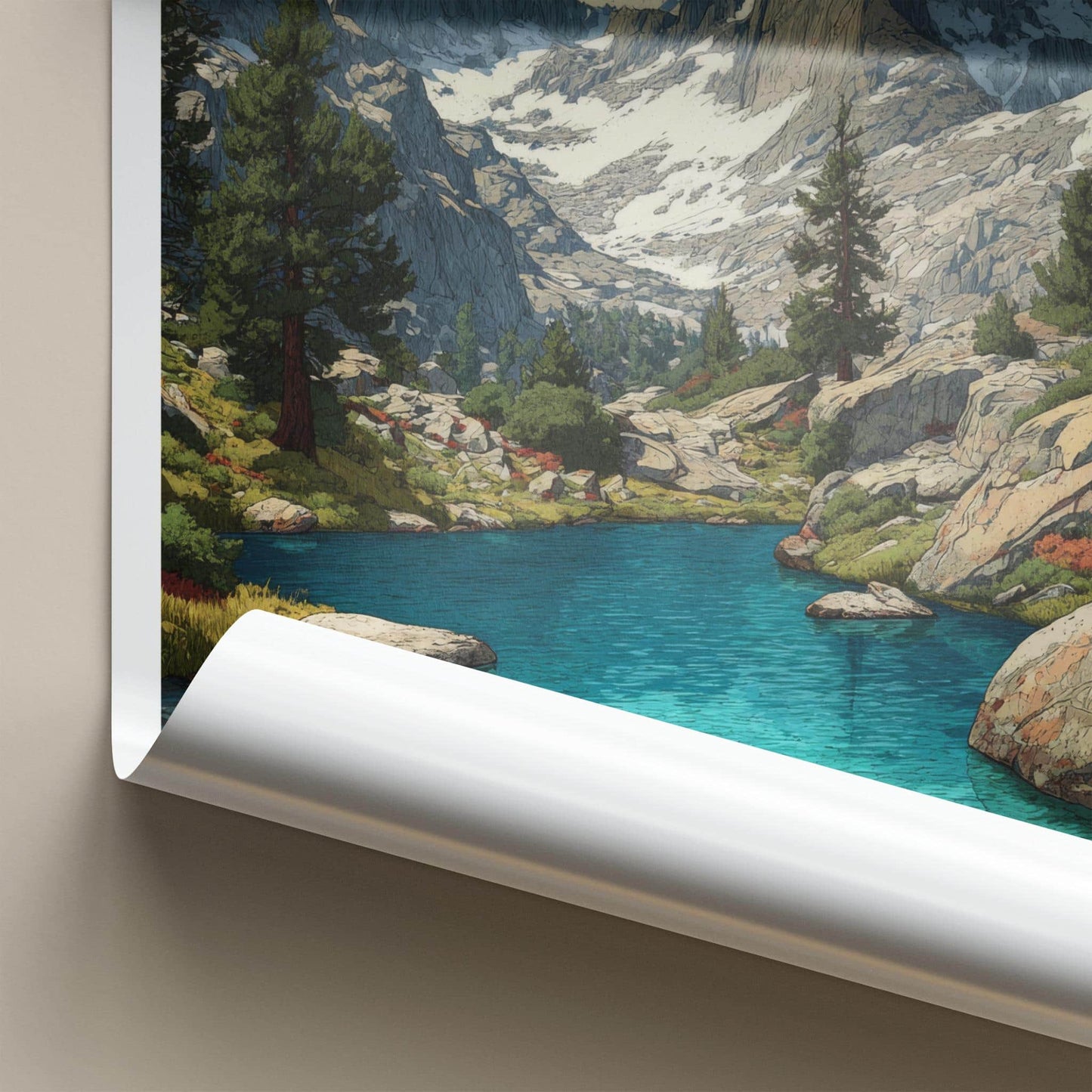 Sierra Nevada Poster - California Travel Art - Sunny Mountain Lake Wall Decor