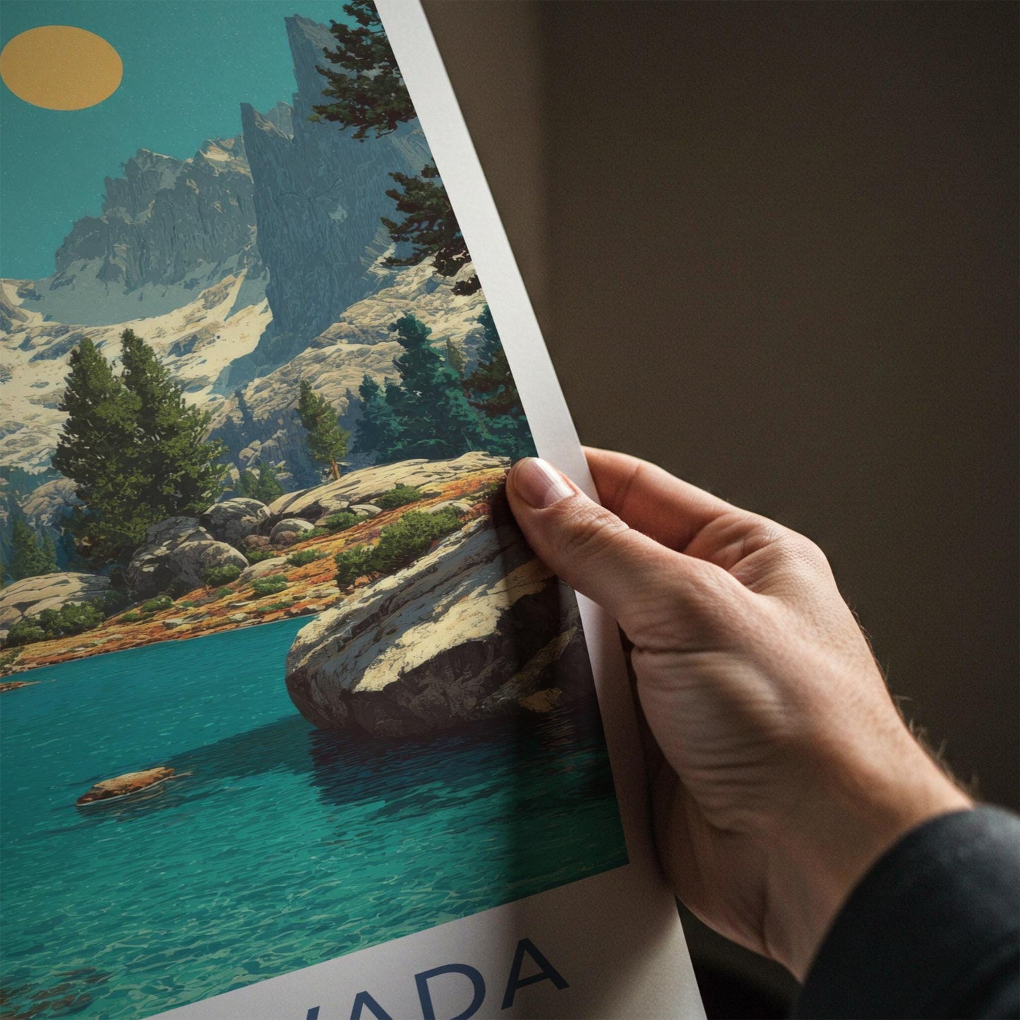 Sierra Nevada Poster - California Travel Art - Turquoise Lake Mountains Wall Decor