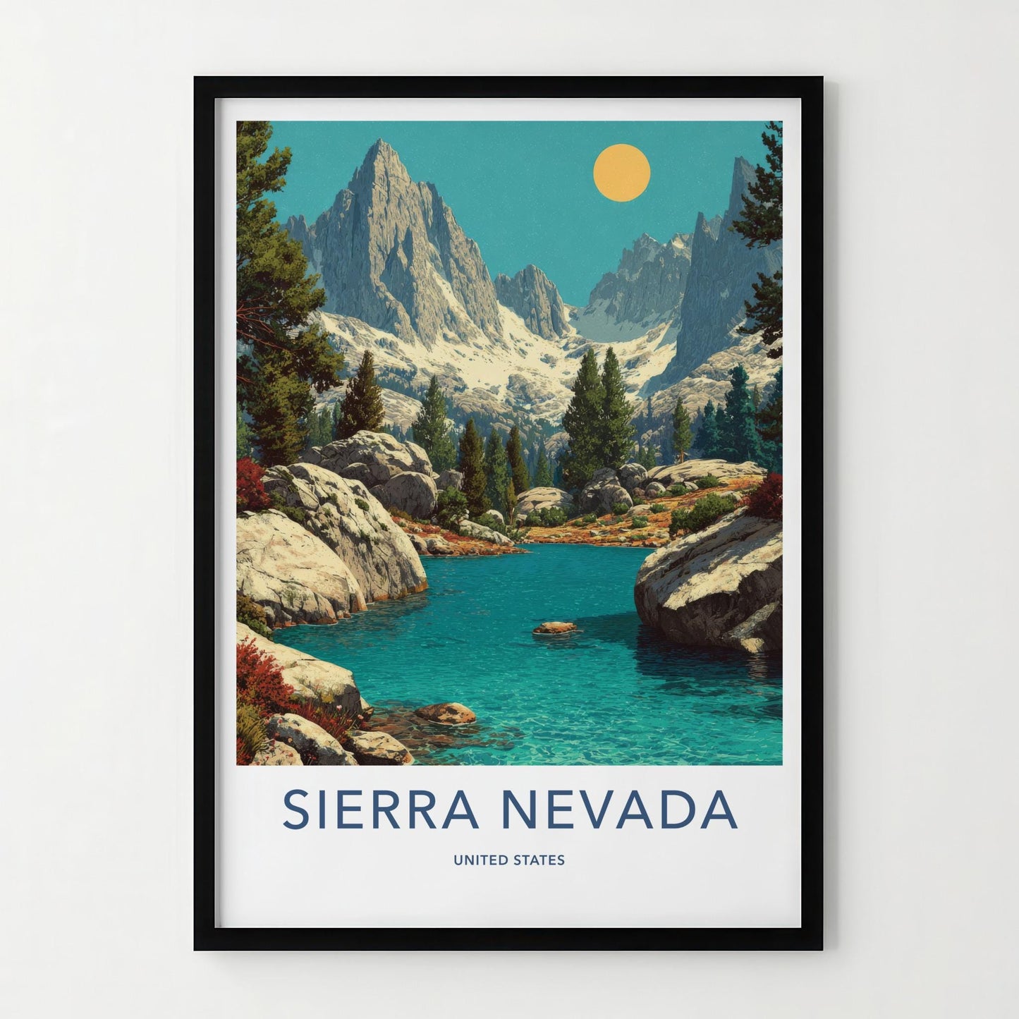 Sierra Nevada Poster - California Travel Art - Turquoise Lake Mountains Wall Decor