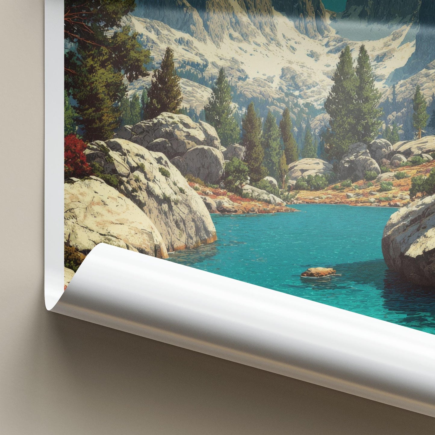 Sierra Nevada Poster - California Travel Art - Turquoise Lake Mountains Wall Decor