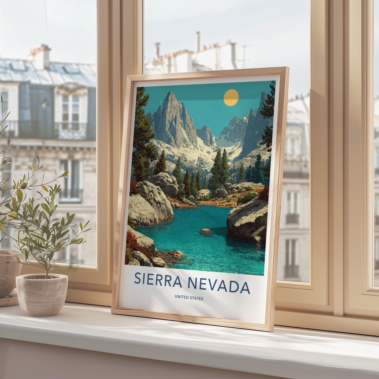 Sierra Nevada Poster - California Travel Art - Turquoise Lake Mountains Wall Decor