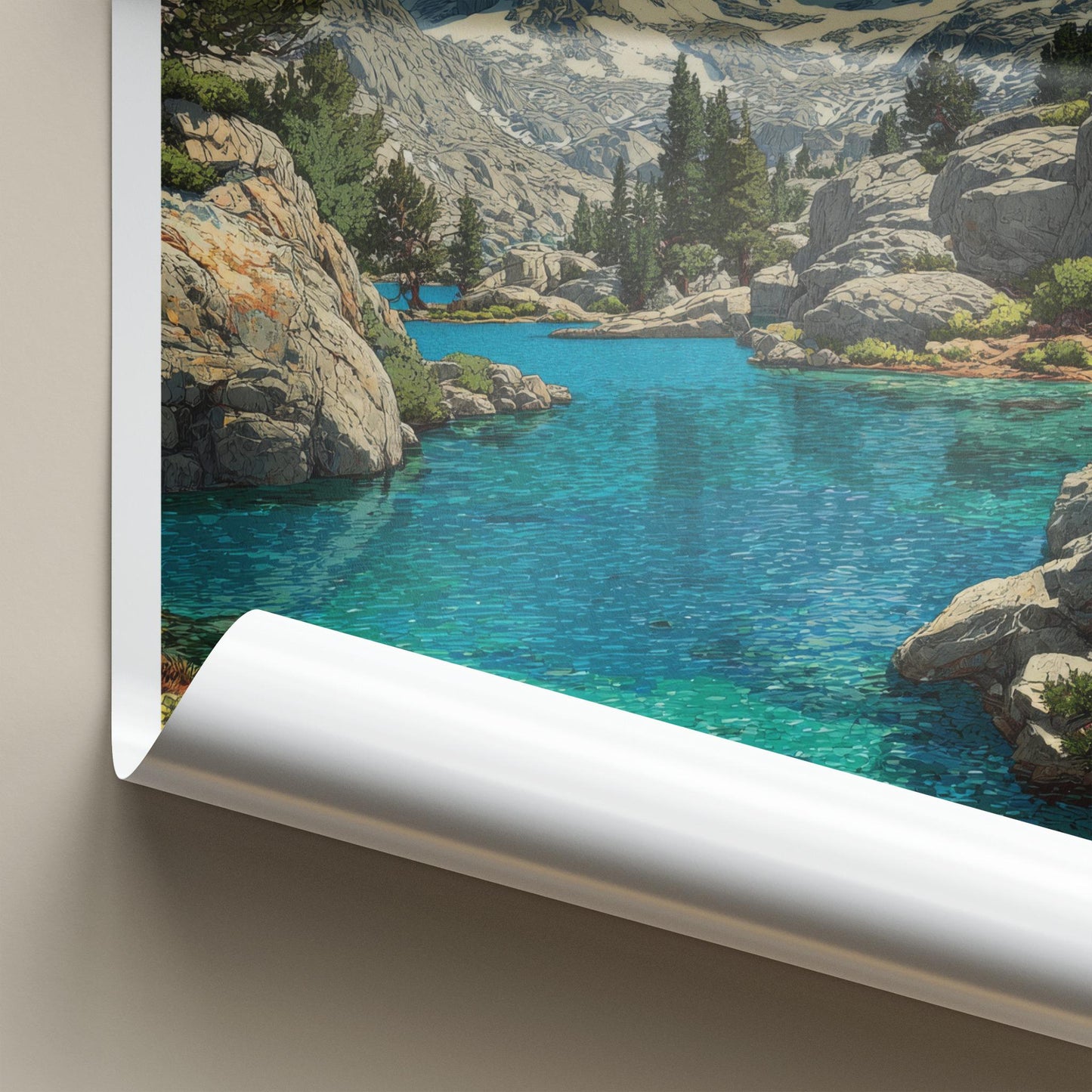 Sierra Nevada Poster - California Travel Art - Turquoise Lake Peaks Wall Decor