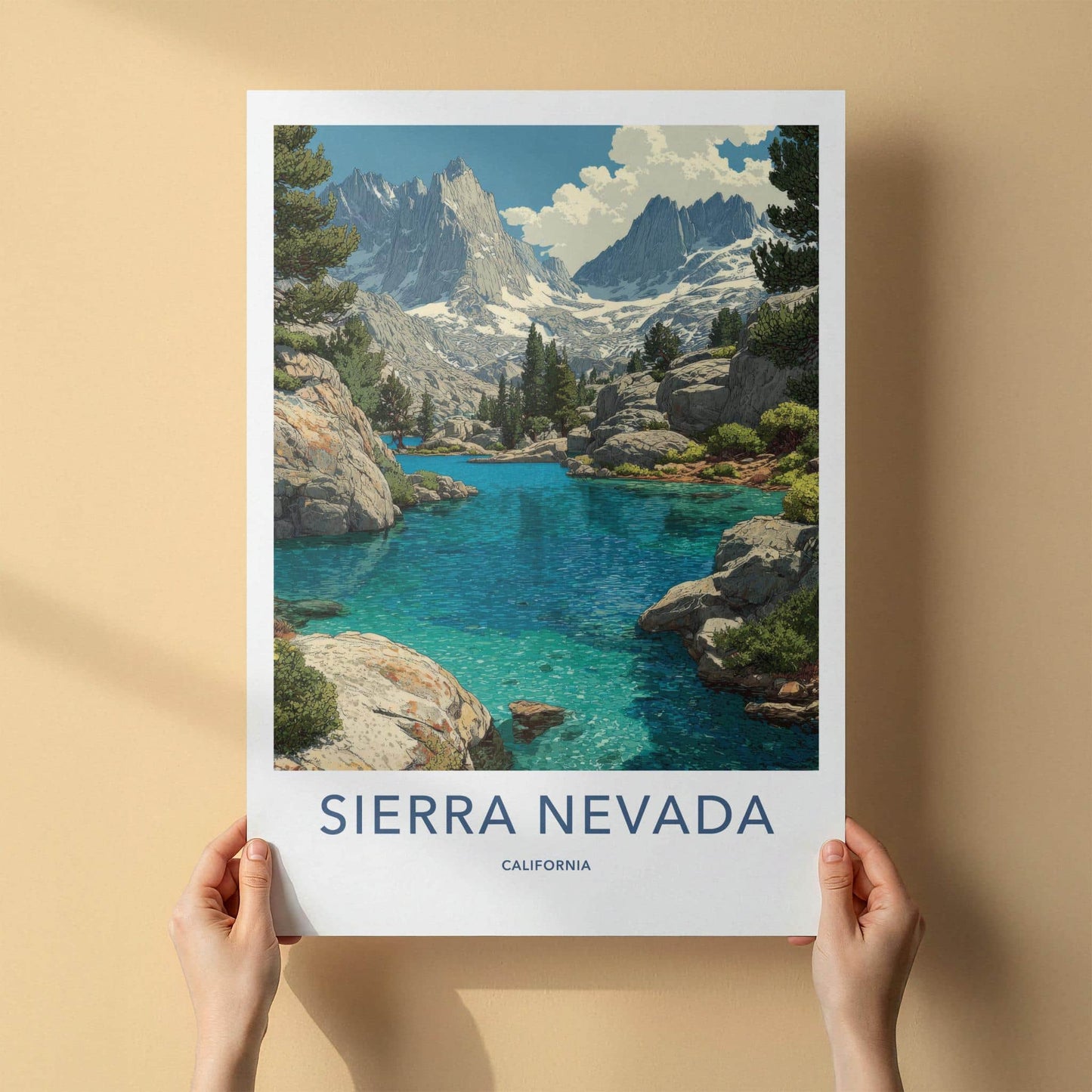 Sierra Nevada Poster - California Travel Art - Turquoise Lake Peaks Wall Decor