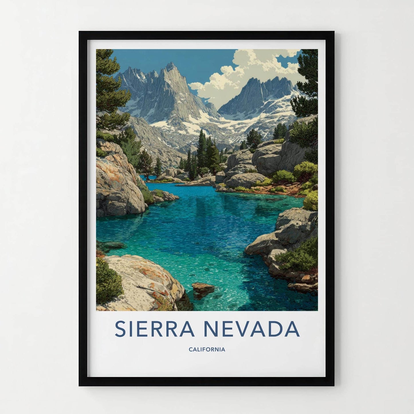 Sierra Nevada Poster - California Travel Art - Turquoise Lake Peaks Wall Decor