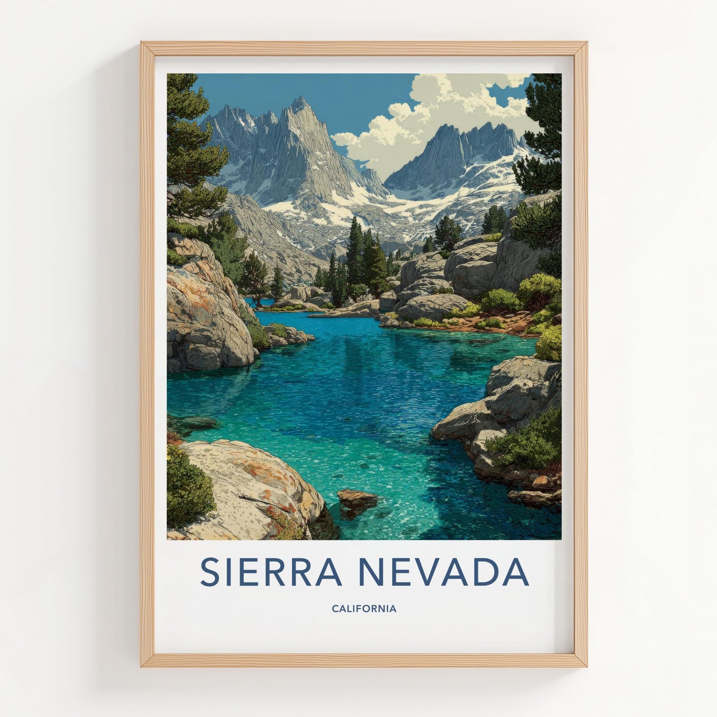 Sierra Nevada Poster - California Travel Art - Turquoise Lake Peaks Wall Decor