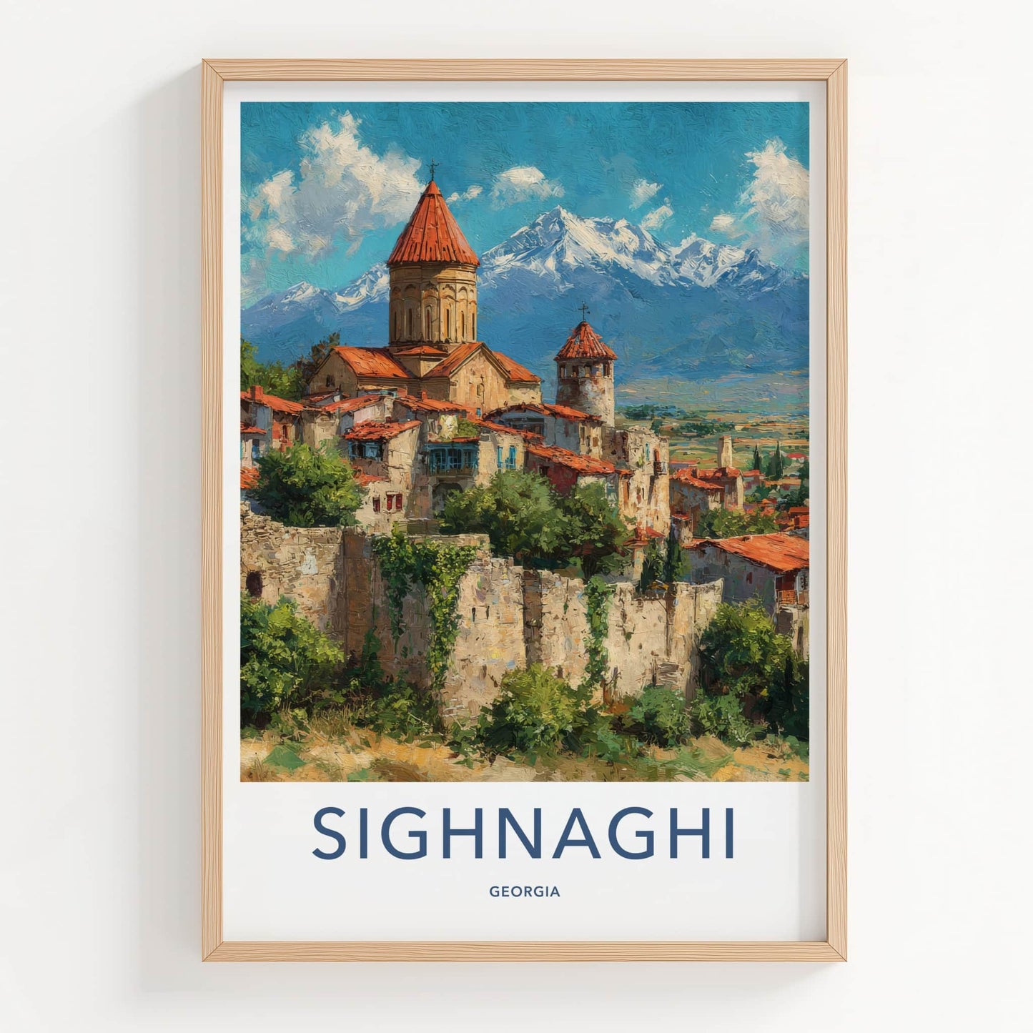 Sighnaghi Poster - Georgia Ancient Town Snow Mountains Gallery Art