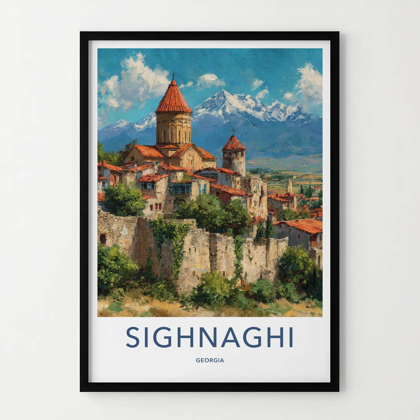 Sighnaghi Poster - Georgia Ancient Town Snow Mountains Gallery Art