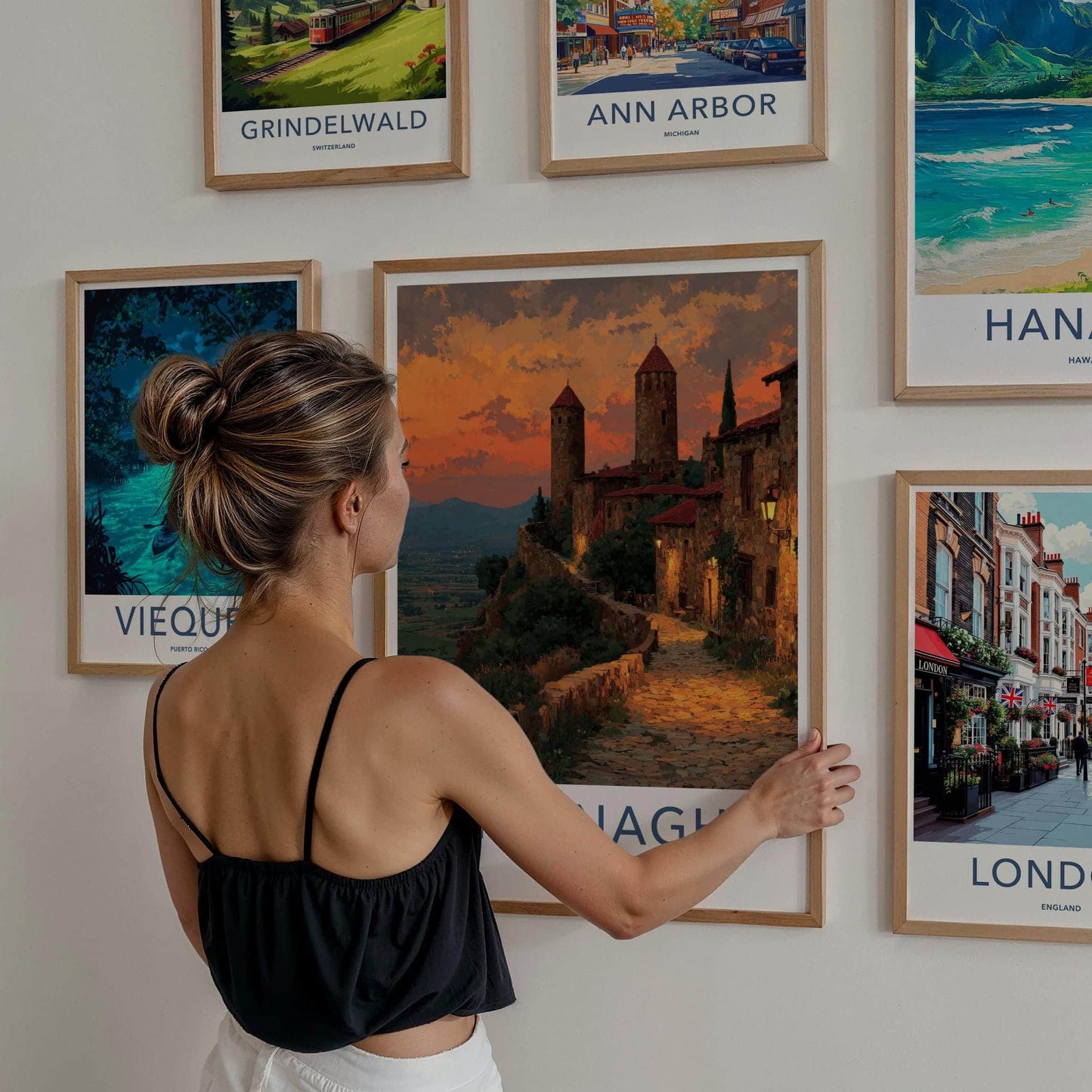 Sighnaghi Poster - Georgia Travel Art - Glowing Stone Towers Home Decor