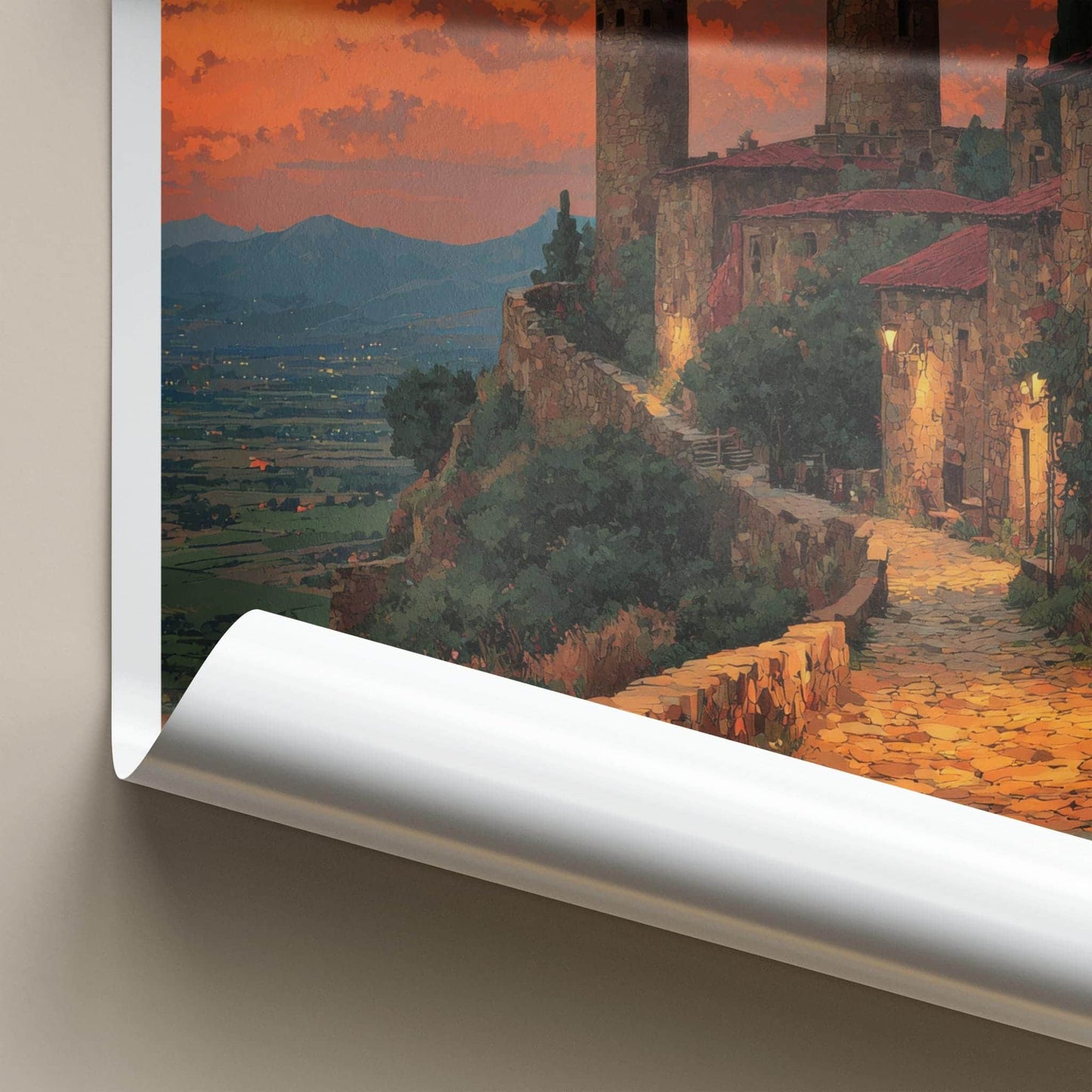 Sighnaghi Poster - Georgia Travel Art - Glowing Stone Towers Home Decor
