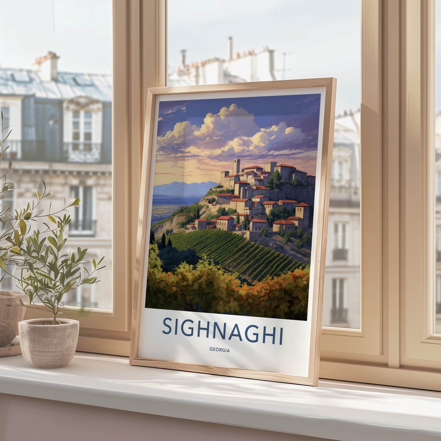 Sighnaghi Poster - Georgia Travel Art - Hilltop Village Vineyards Home Decor