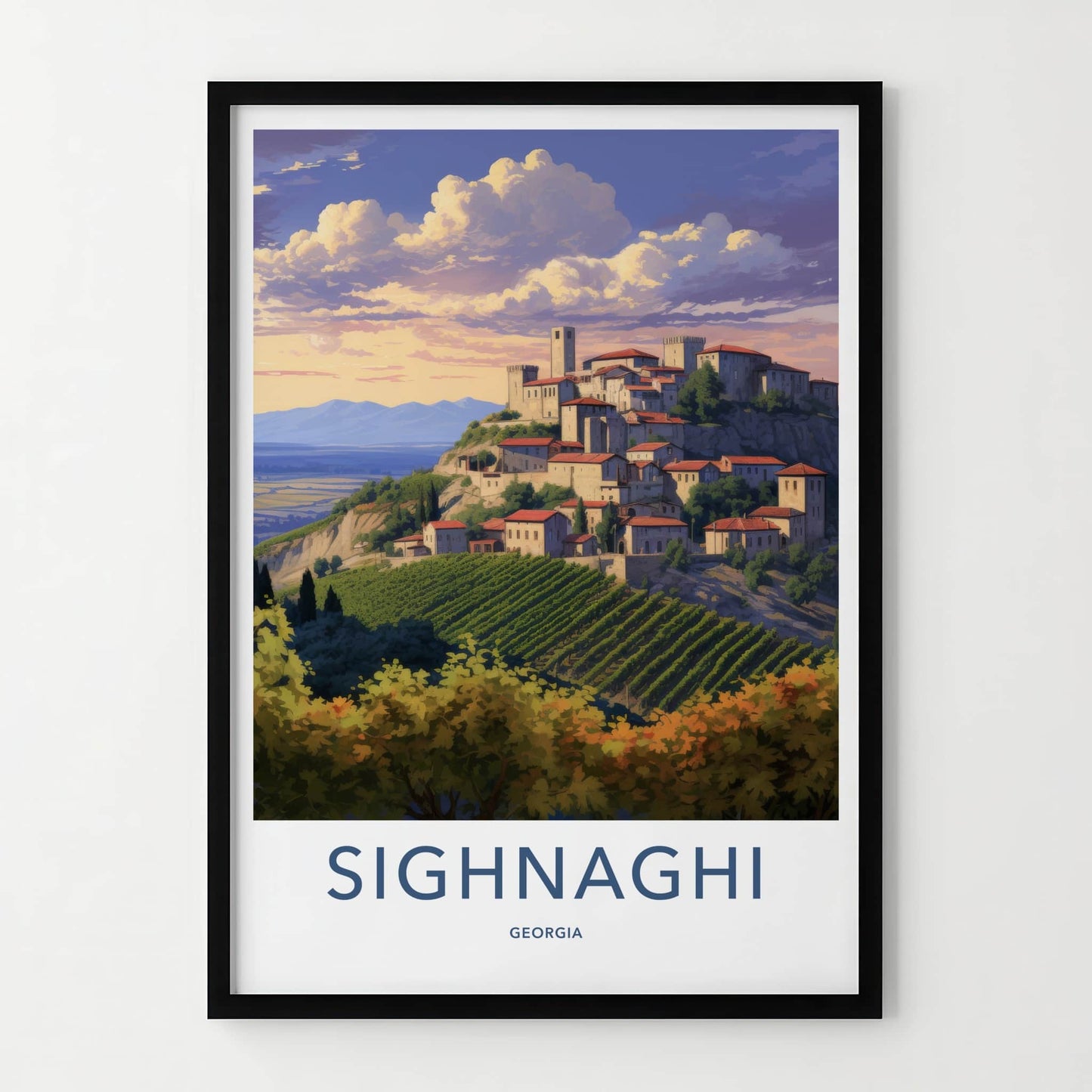 Sighnaghi Poster - Georgia Travel Art - Hilltop Village Vineyards Home Decor