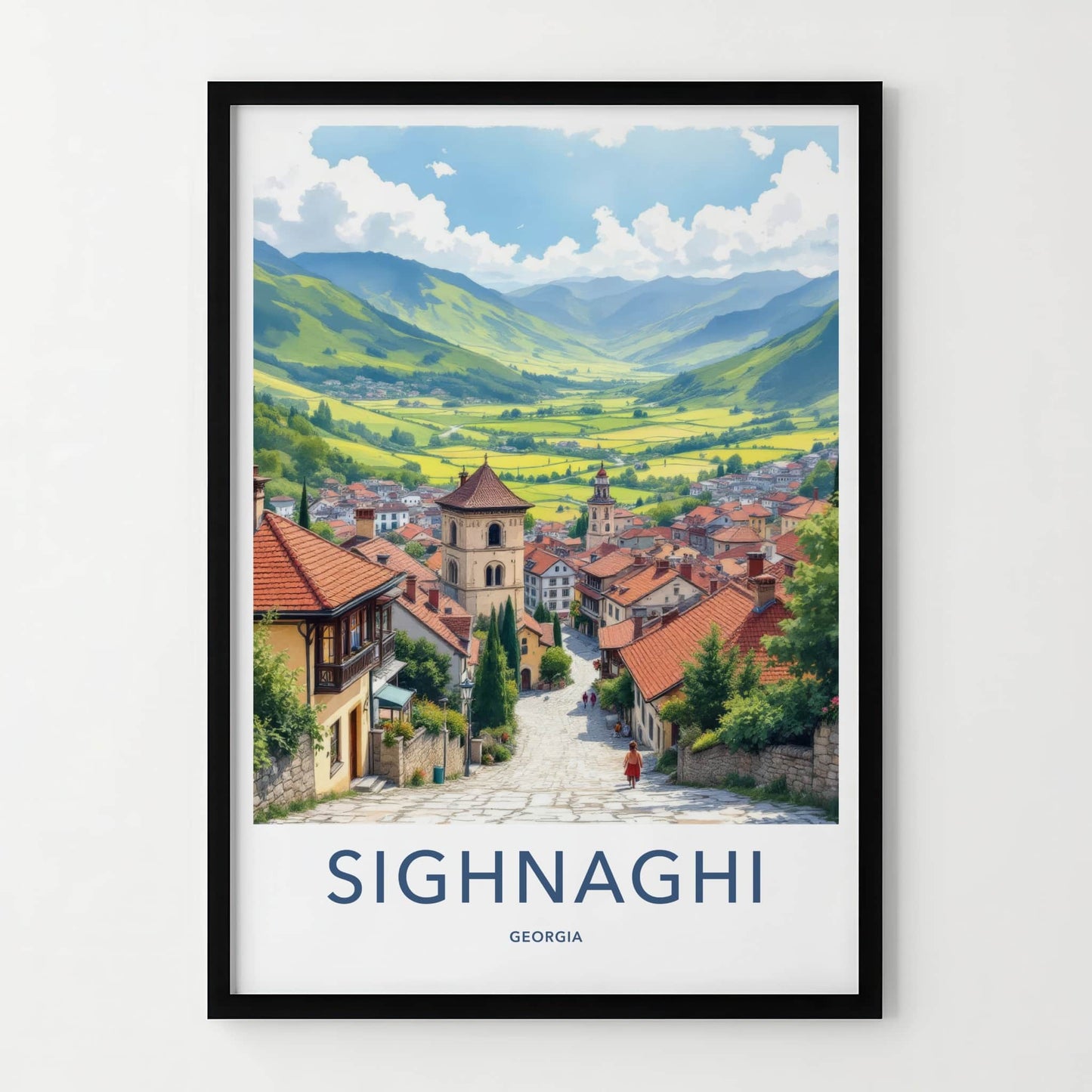 Sighnaghi Poster - Georgia Travel Art - Historic Hillside Town Home Decor