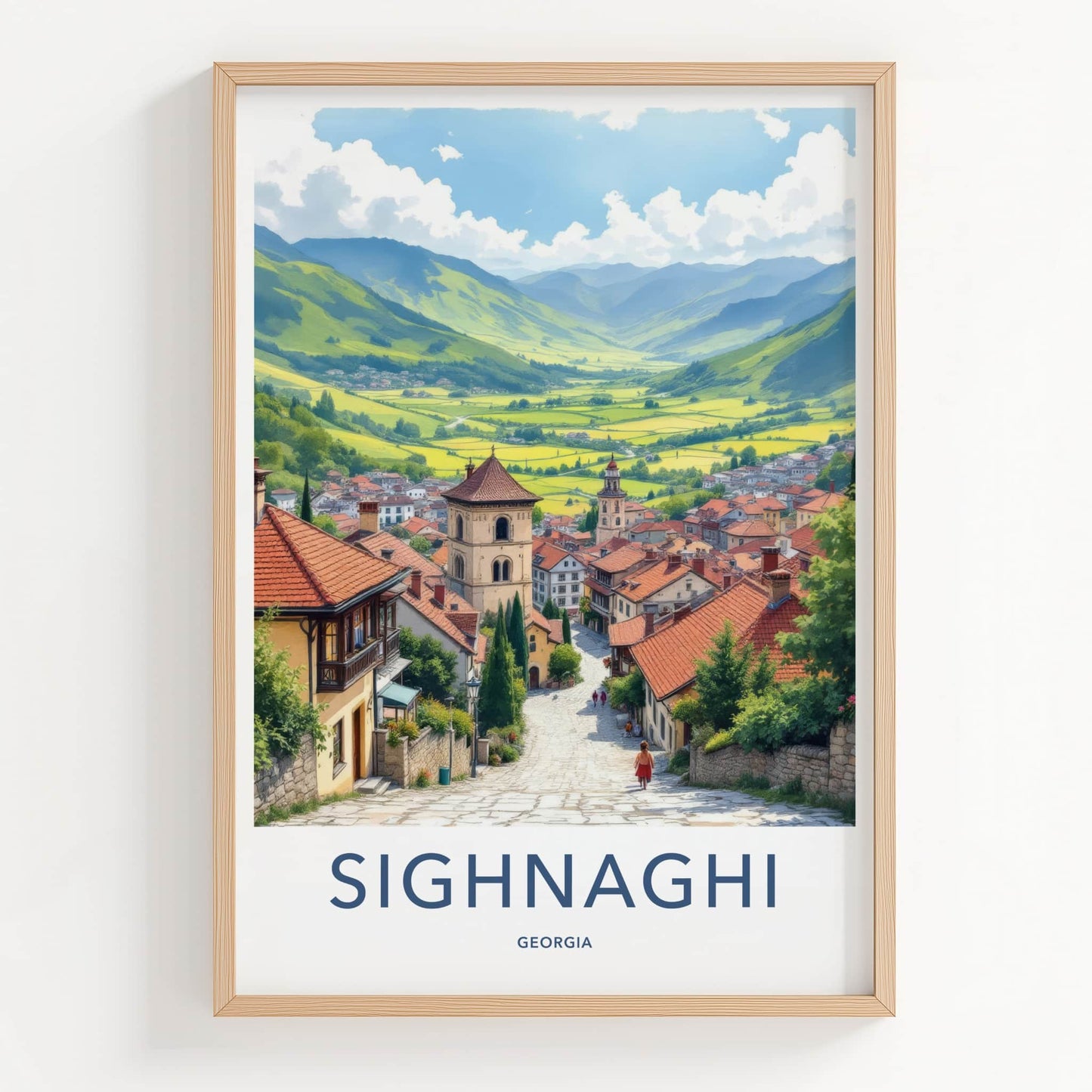 Sighnaghi Poster - Georgia Travel Art - Historic Hillside Town Home Decor