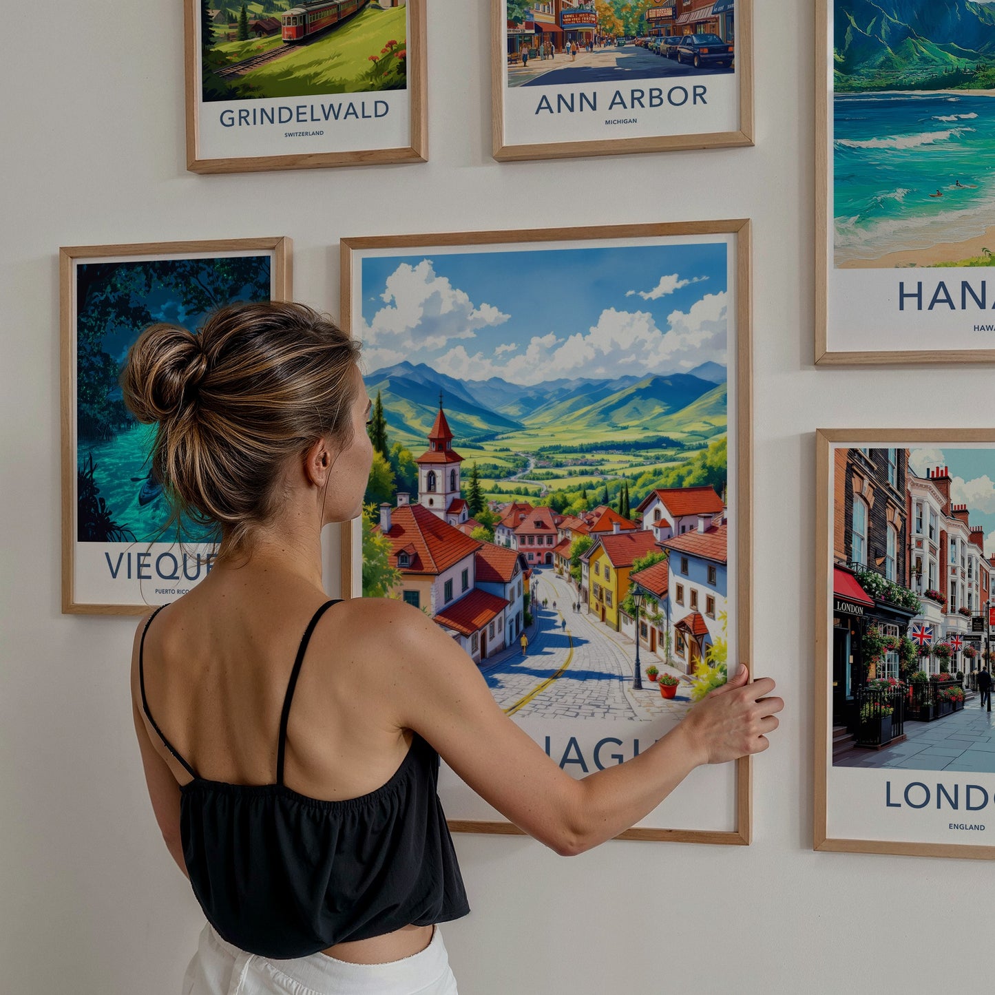 Sighnaghi Poster - Georgia Travel Art - Mountain Townscape View Home Decor