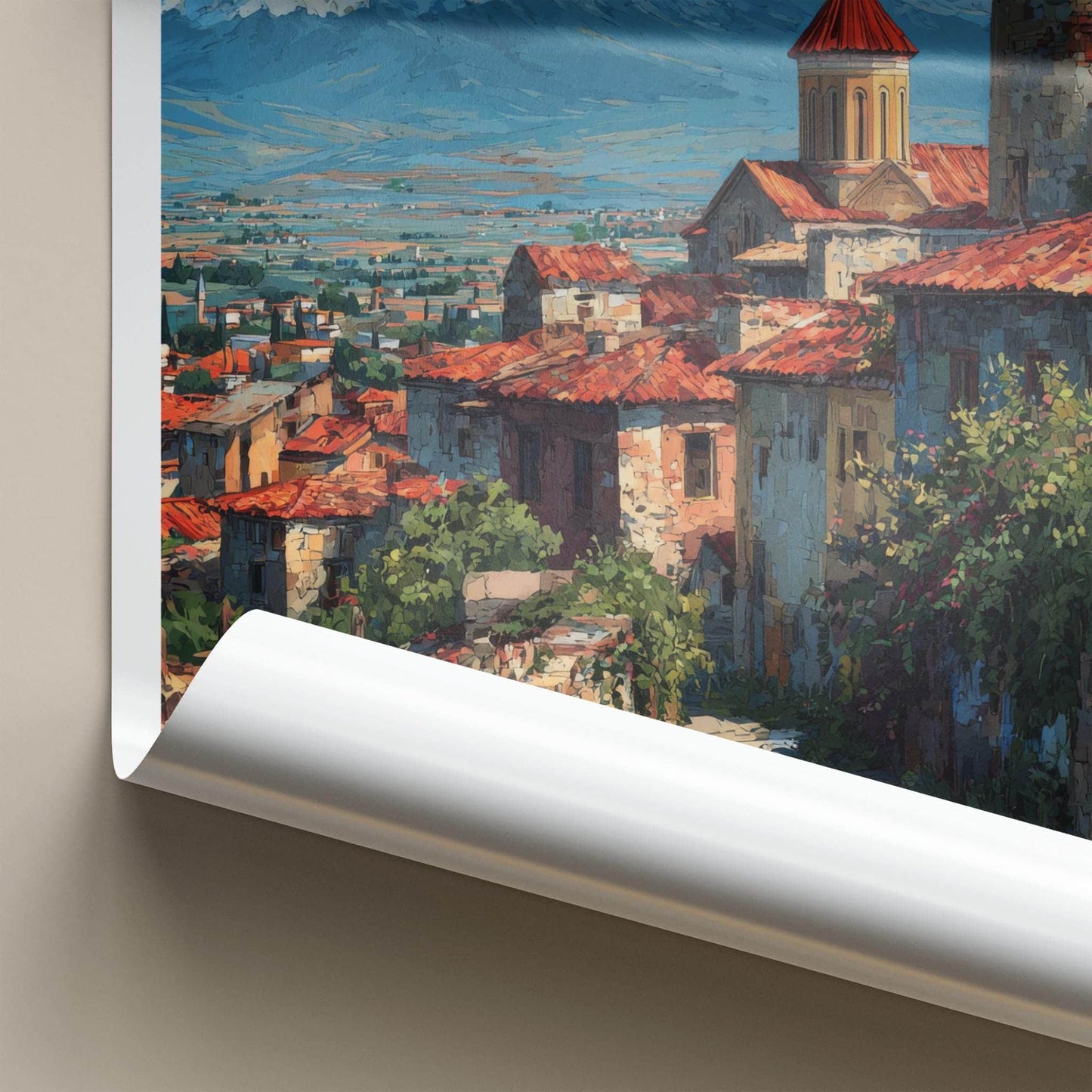 Sighnaghi Poster - Georgia Travel Art - Mountain View Village Wall Decor