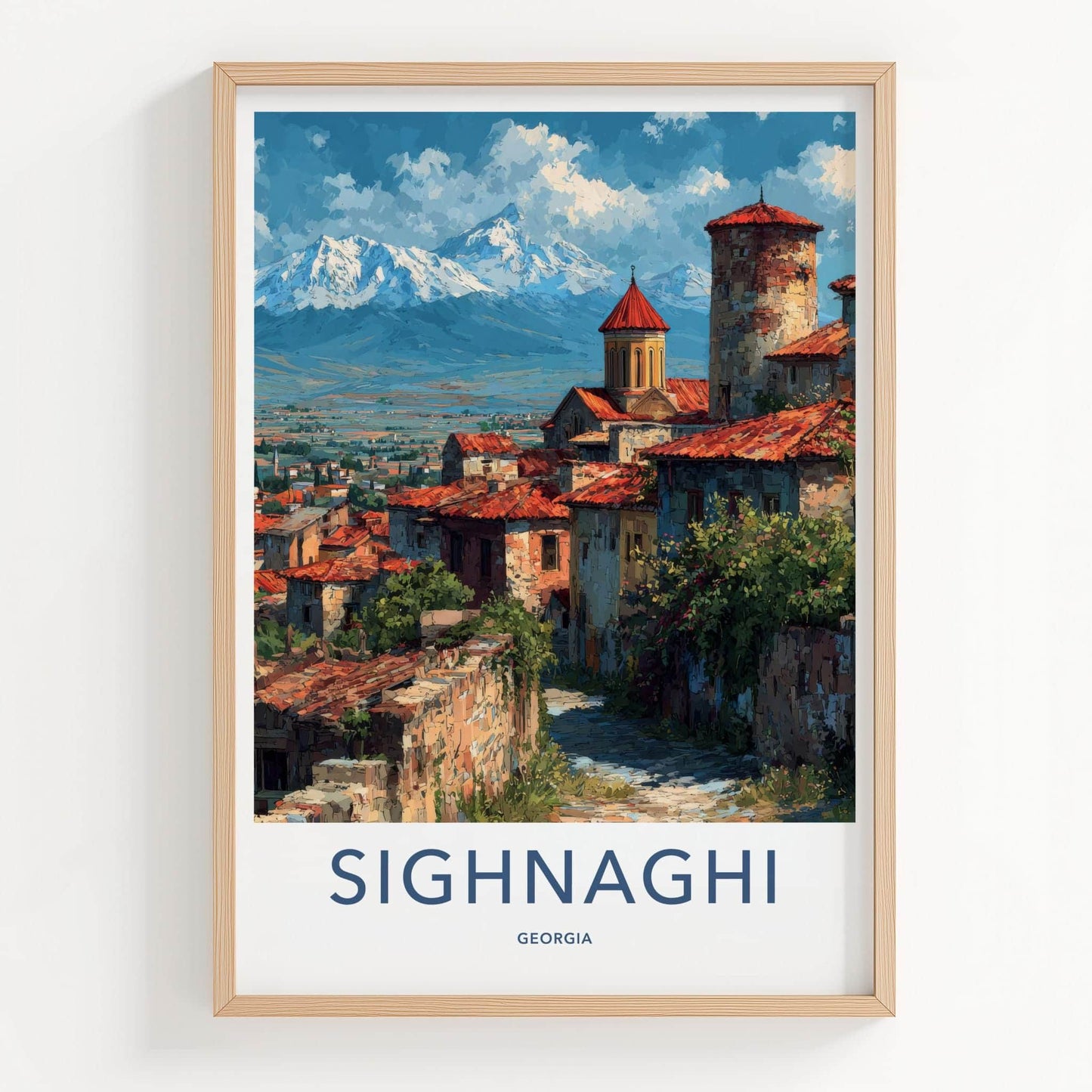 Sighnaghi Poster - Georgia Travel Art - Mountain View Village Wall Decor