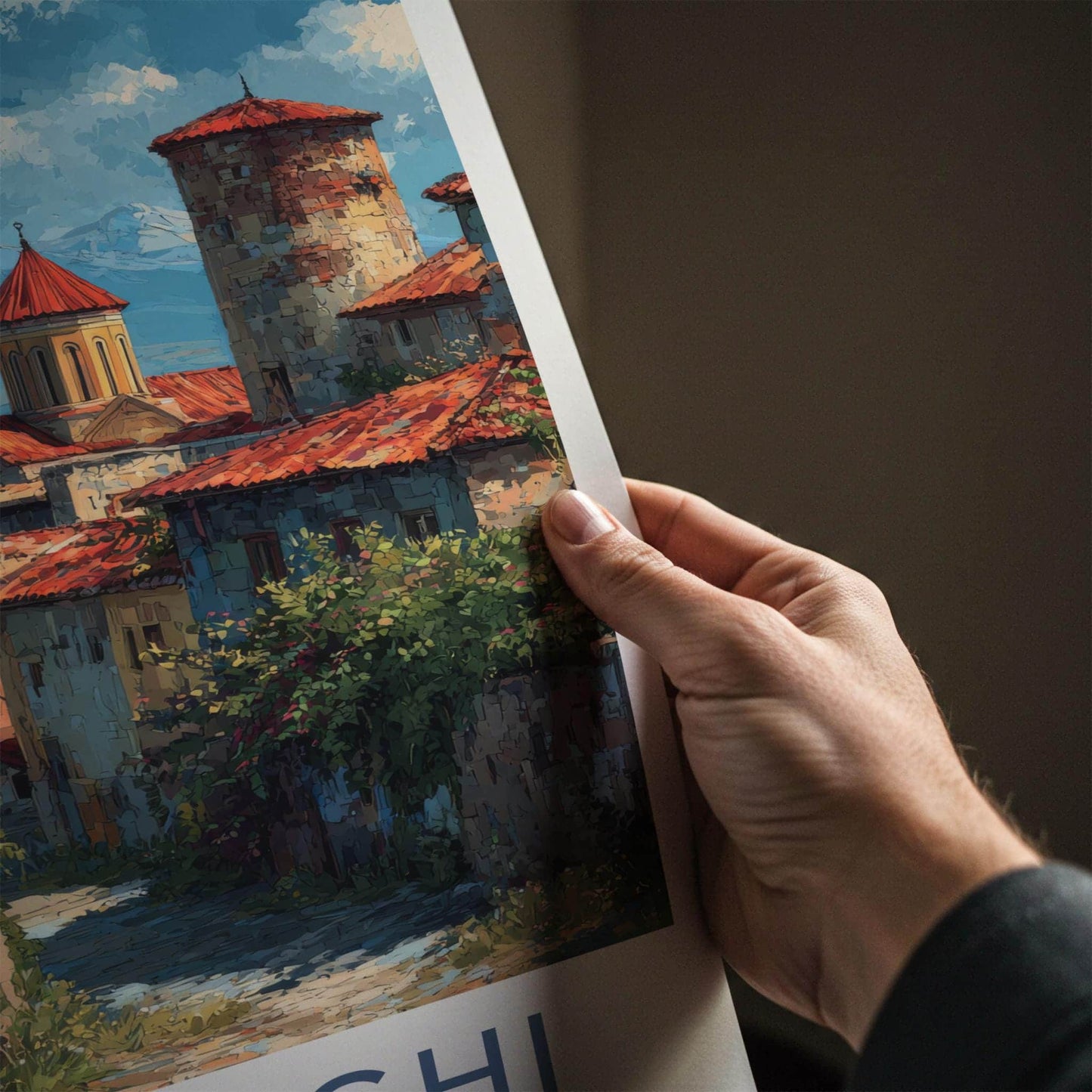 Sighnaghi Poster - Georgia Travel Art - Mountain View Village Wall Decor