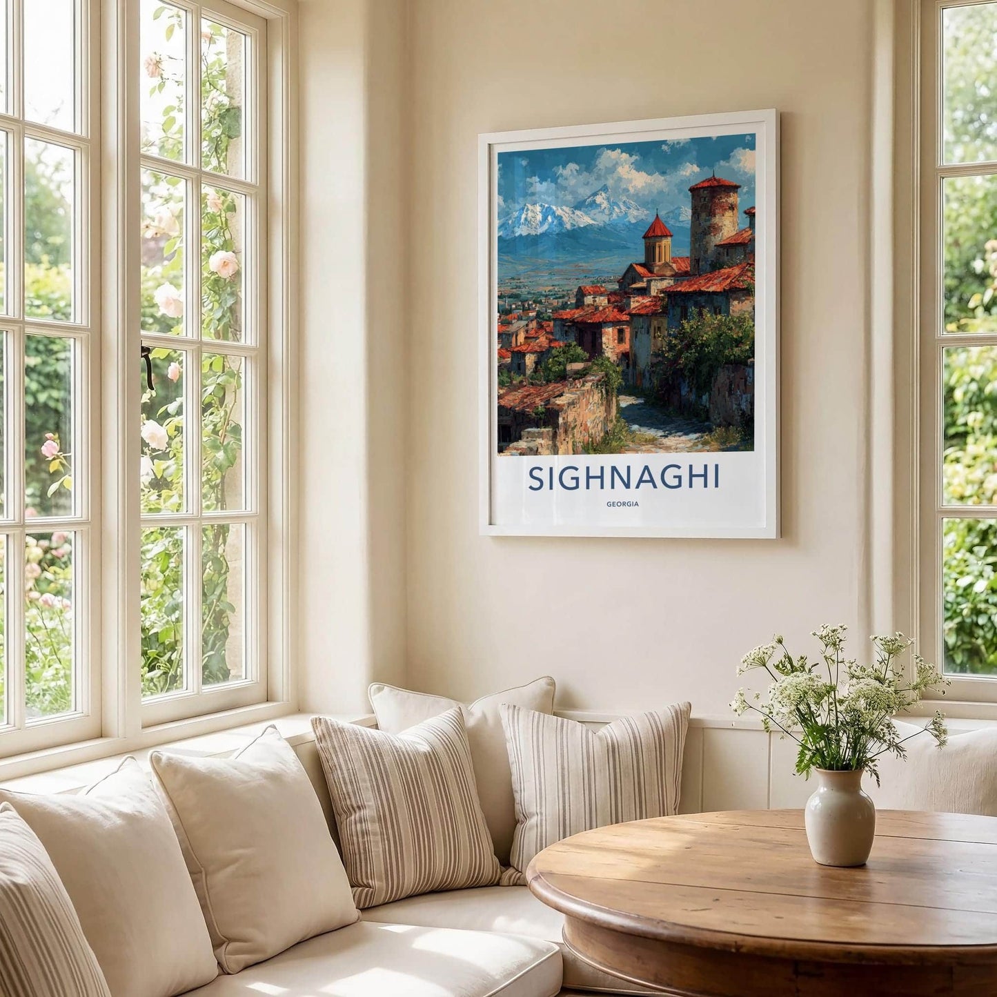 Sighnaghi Poster - Georgia Travel Art - Mountain View Village Wall Decor