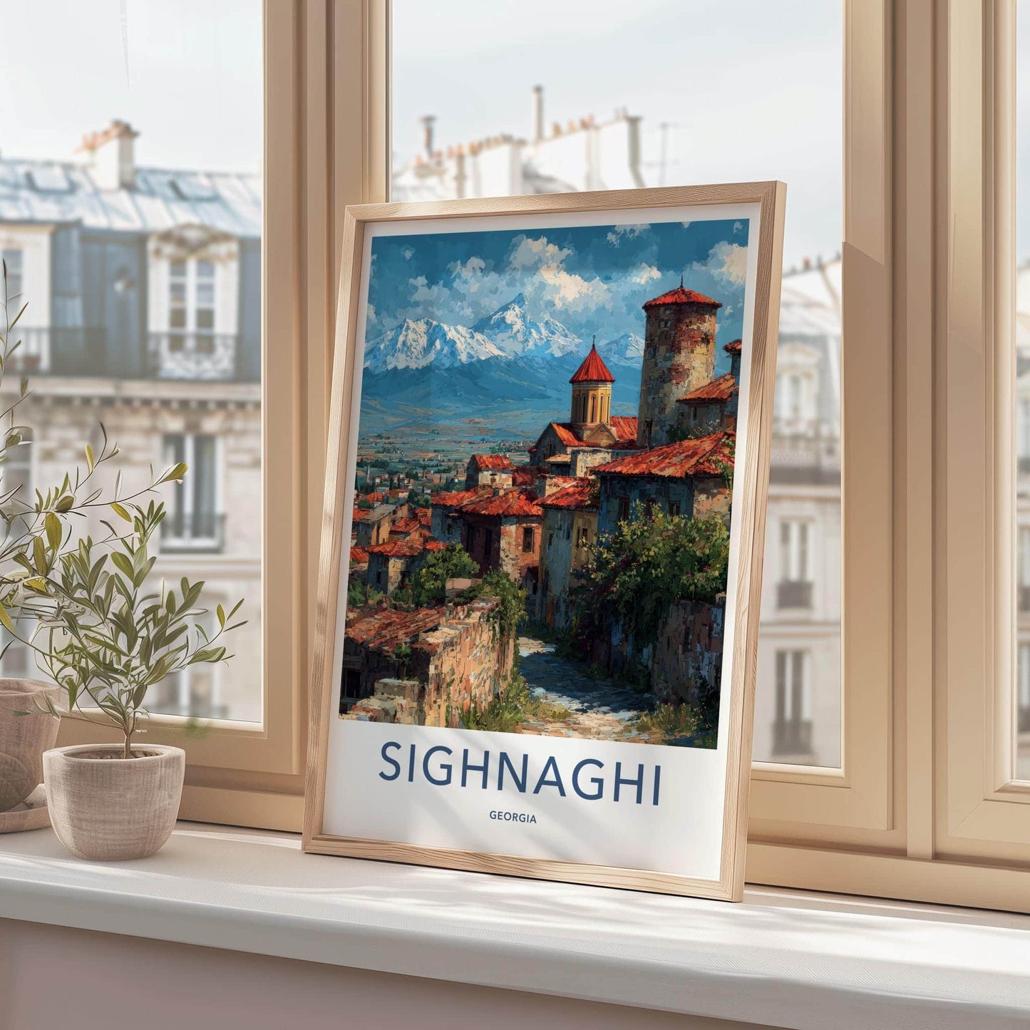 Sighnaghi Poster - Georgia Travel Art - Mountain View Village Wall Decor