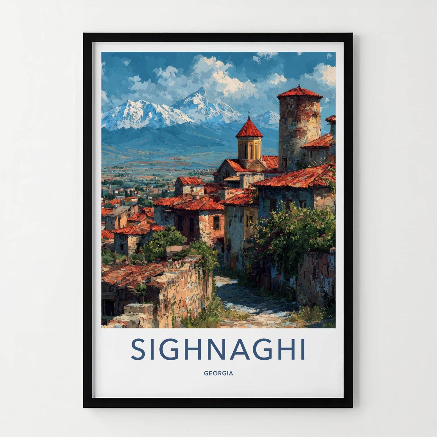 Sighnaghi Poster - Georgia Travel Art - Mountain View Village Wall Decor