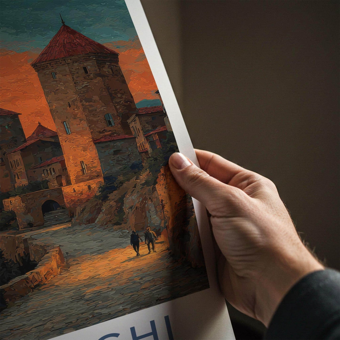 Sighnaghi Poster - Georgia Travel Art - Orange Sky Fortress Home Decor