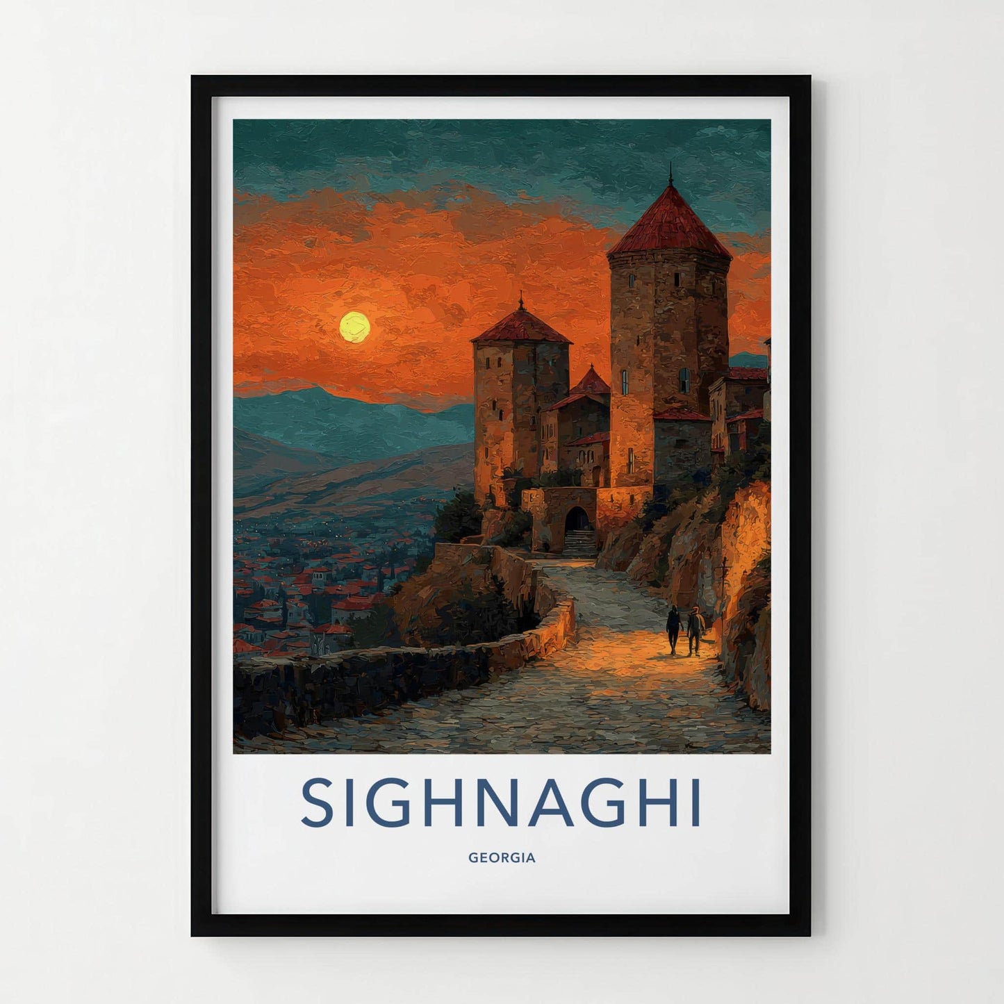 Sighnaghi Poster - Georgia Travel Art - Orange Sky Fortress Home Decor