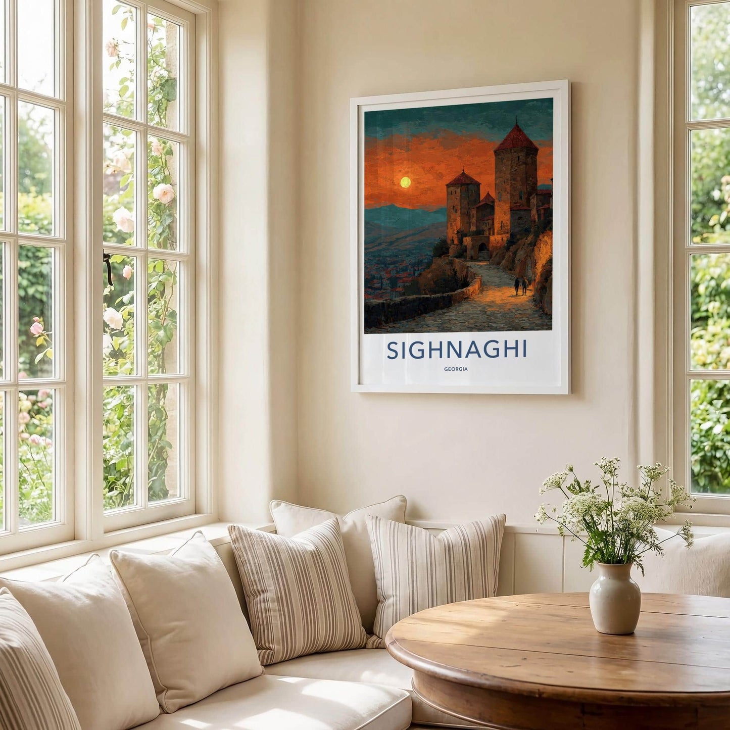 Sighnaghi Poster - Georgia Travel Art - Orange Sky Fortress Home Decor