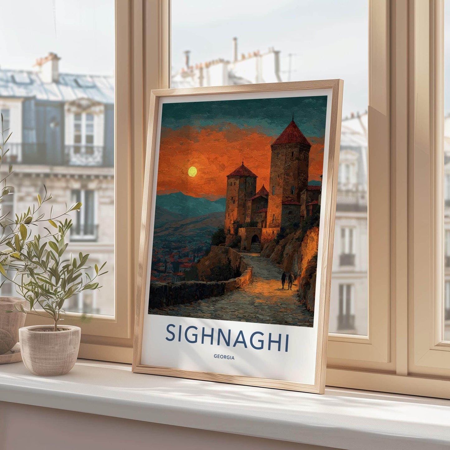 Sighnaghi Poster - Georgia Travel Art - Orange Sky Fortress Home Decor