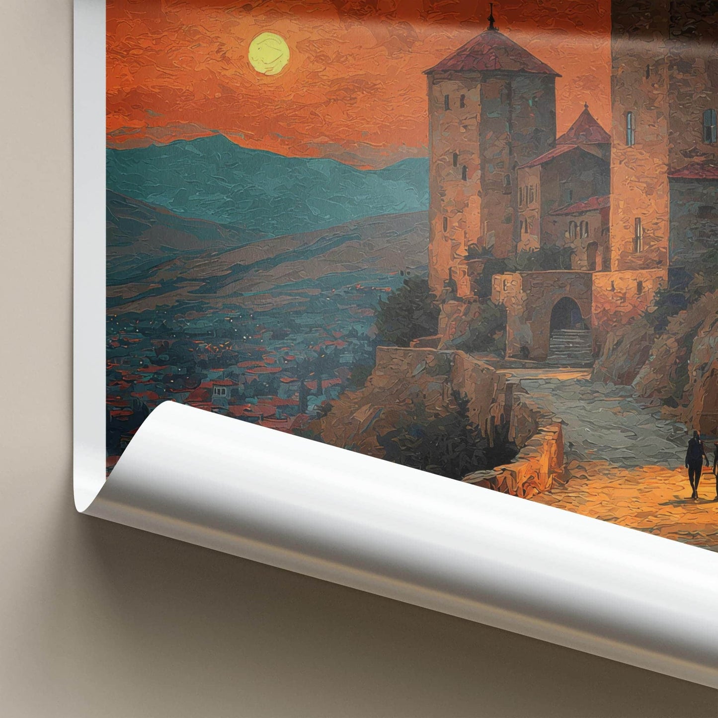 Sighnaghi Poster - Georgia Travel Art - Orange Sky Fortress Home Decor