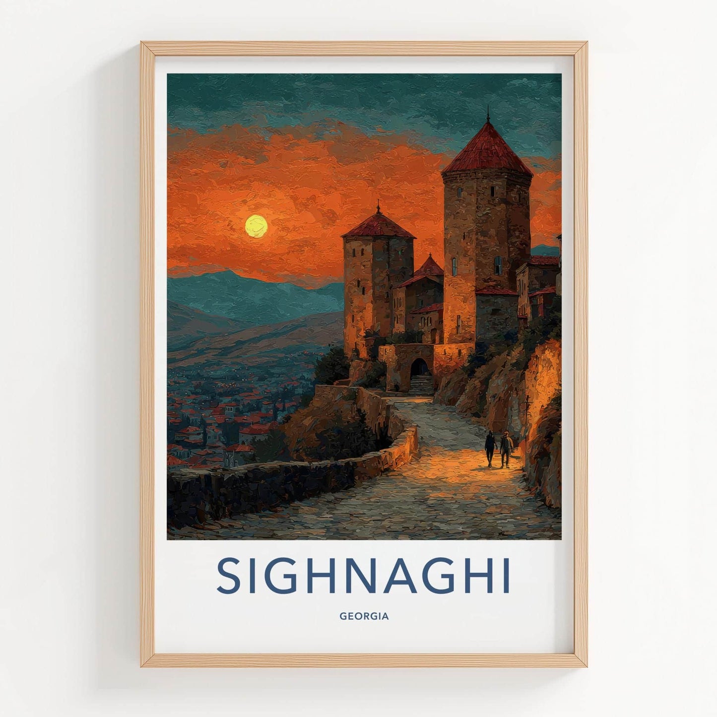 Sighnaghi Poster - Georgia Travel Art - Orange Sky Fortress Home Decor