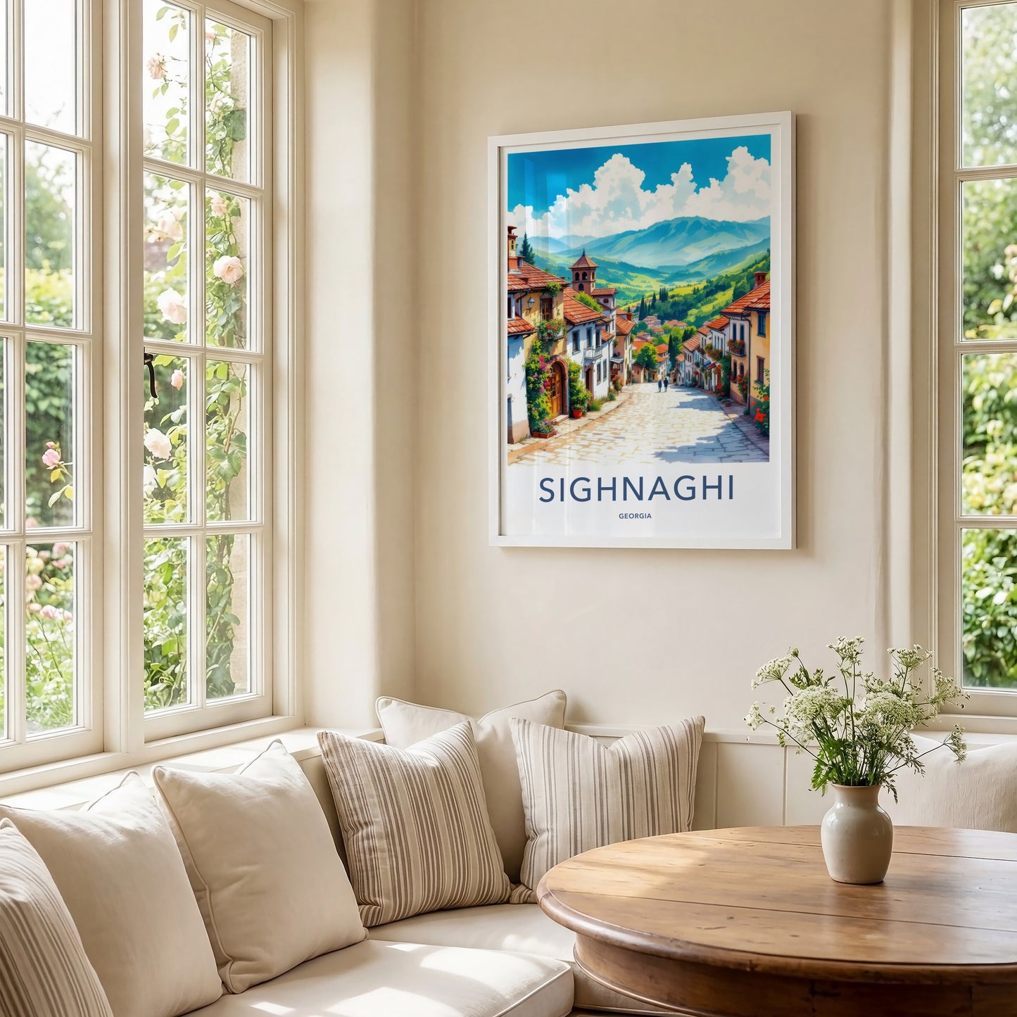 Sighnaghi Poster - Georgia Travel Art - Quaint Hillside Town Home Decor