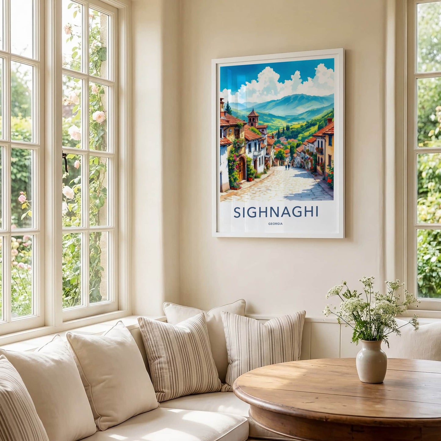 Sighnaghi Poster - Georgia Travel Art - Quaint Hillside Town Home Decor