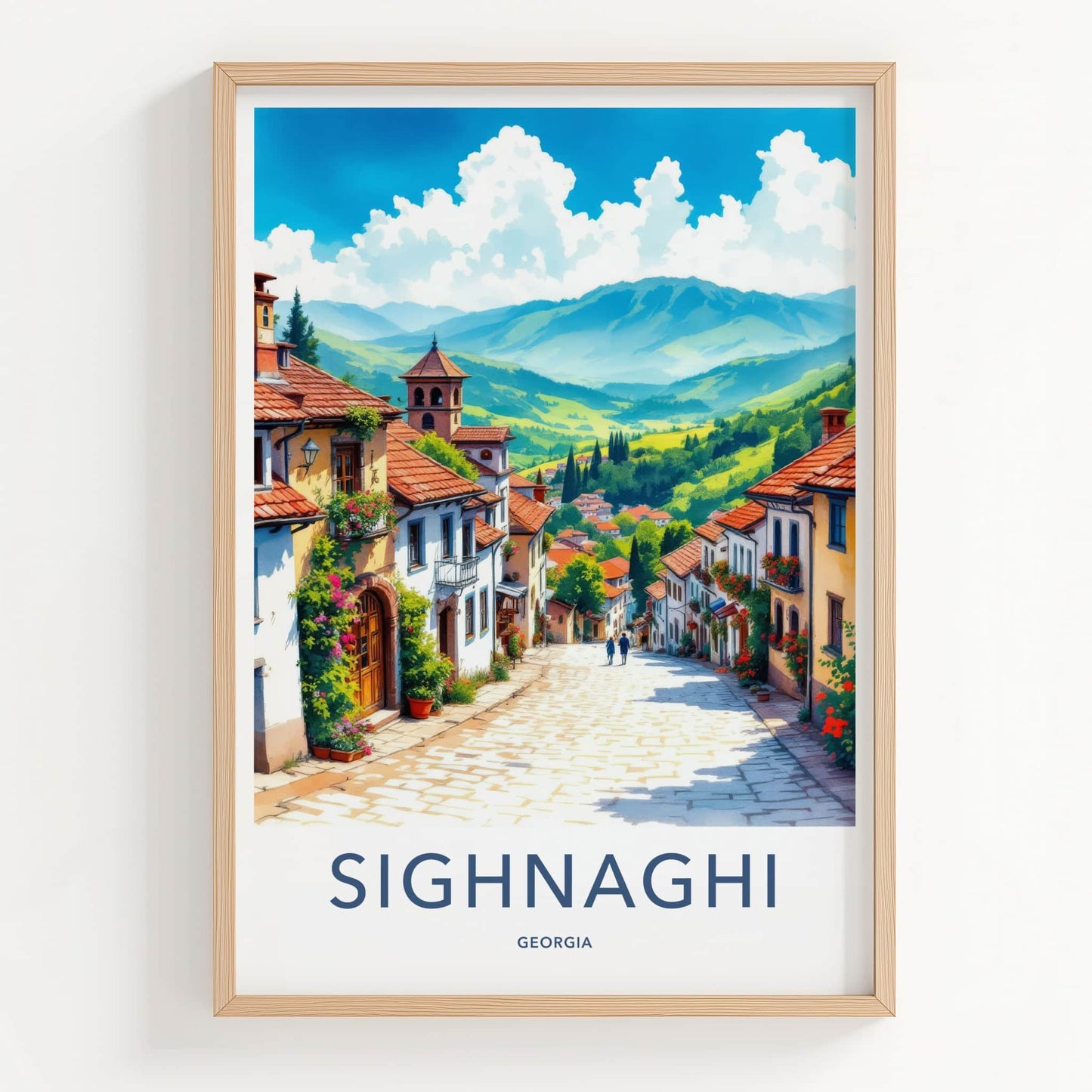 Sighnaghi Poster - Georgia Travel Art - Quaint Hillside Town Home Decor