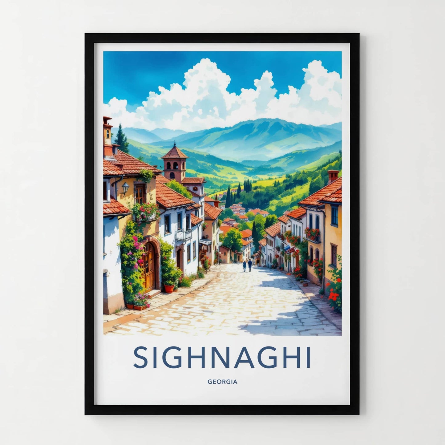 Sighnaghi Poster - Georgia Travel Art - Quaint Hillside Town Home Decor
