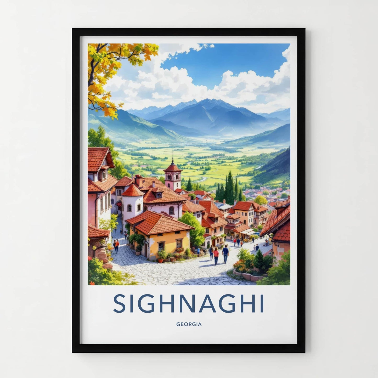 Sighnaghi Poster - Georgia Travel Art - Red Roofs Valley Home Decor