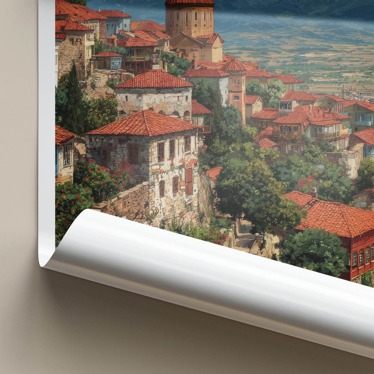 Sighnaghi Poster - Georgia Travel Art - Tiled Roofs Town Wall Decor