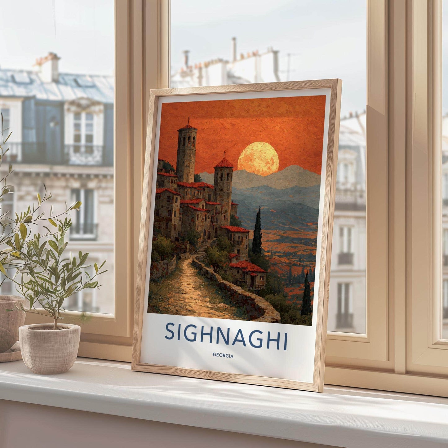 Sighnaghi Poster - Georgia Travel Print - Old World Village Lounge Decor