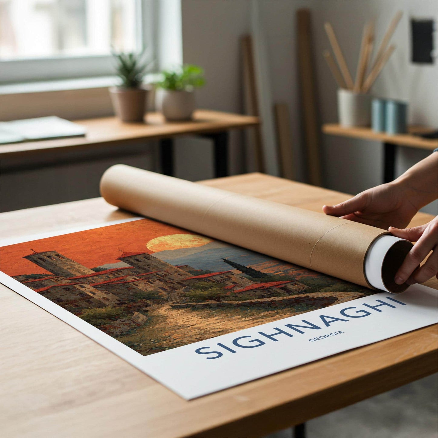 Sighnaghi Poster - Georgia Travel Print - Old World Village Lounge Decor