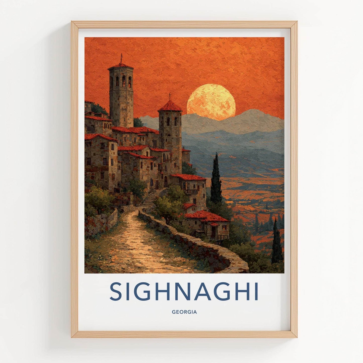 Sighnaghi Poster - Georgia Travel Print - Old World Village Lounge Decor