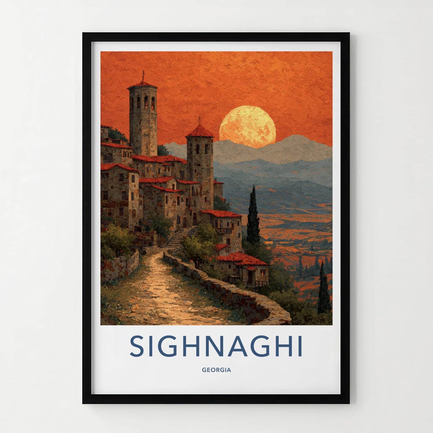 Sighnaghi Poster - Georgia Travel Print - Old World Village Lounge Decor