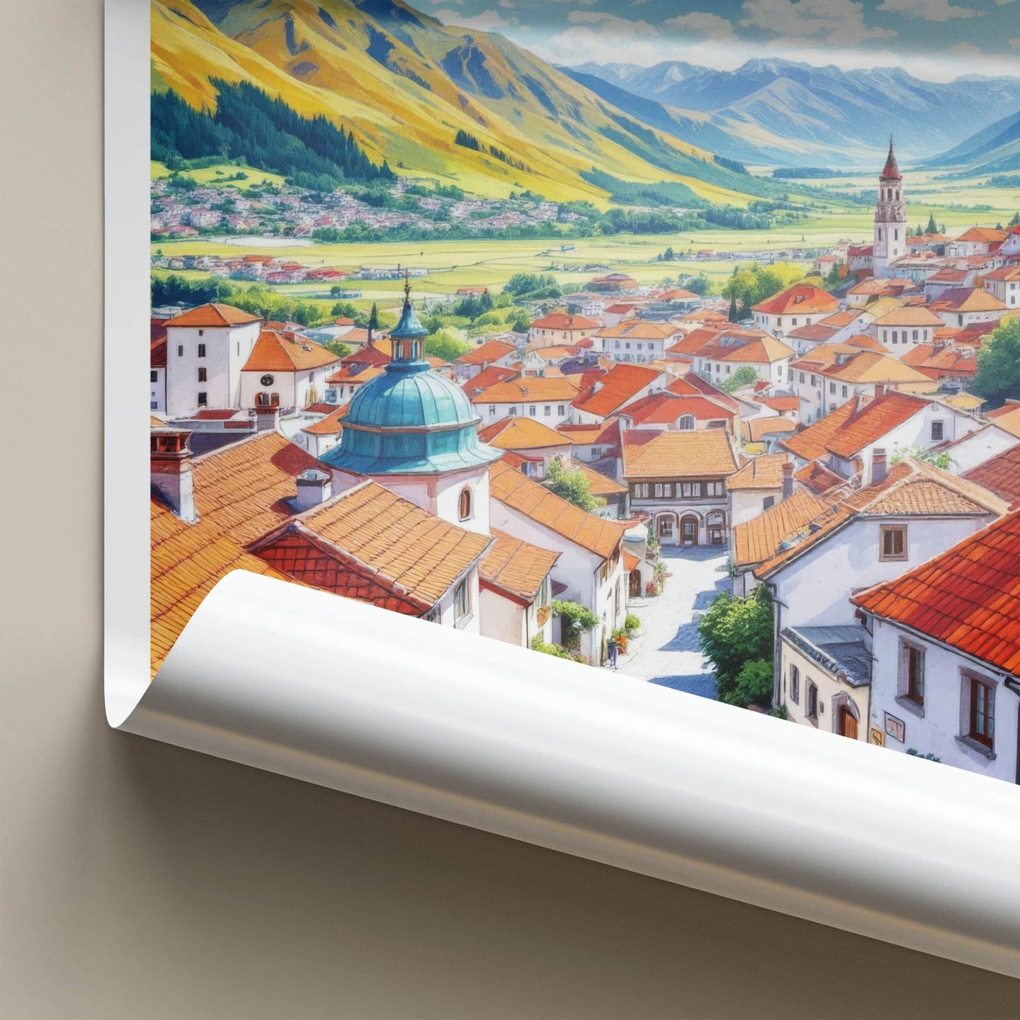Sighnaghi Poster - Georgia Wall Art - Bright Mountain Village Home Decor