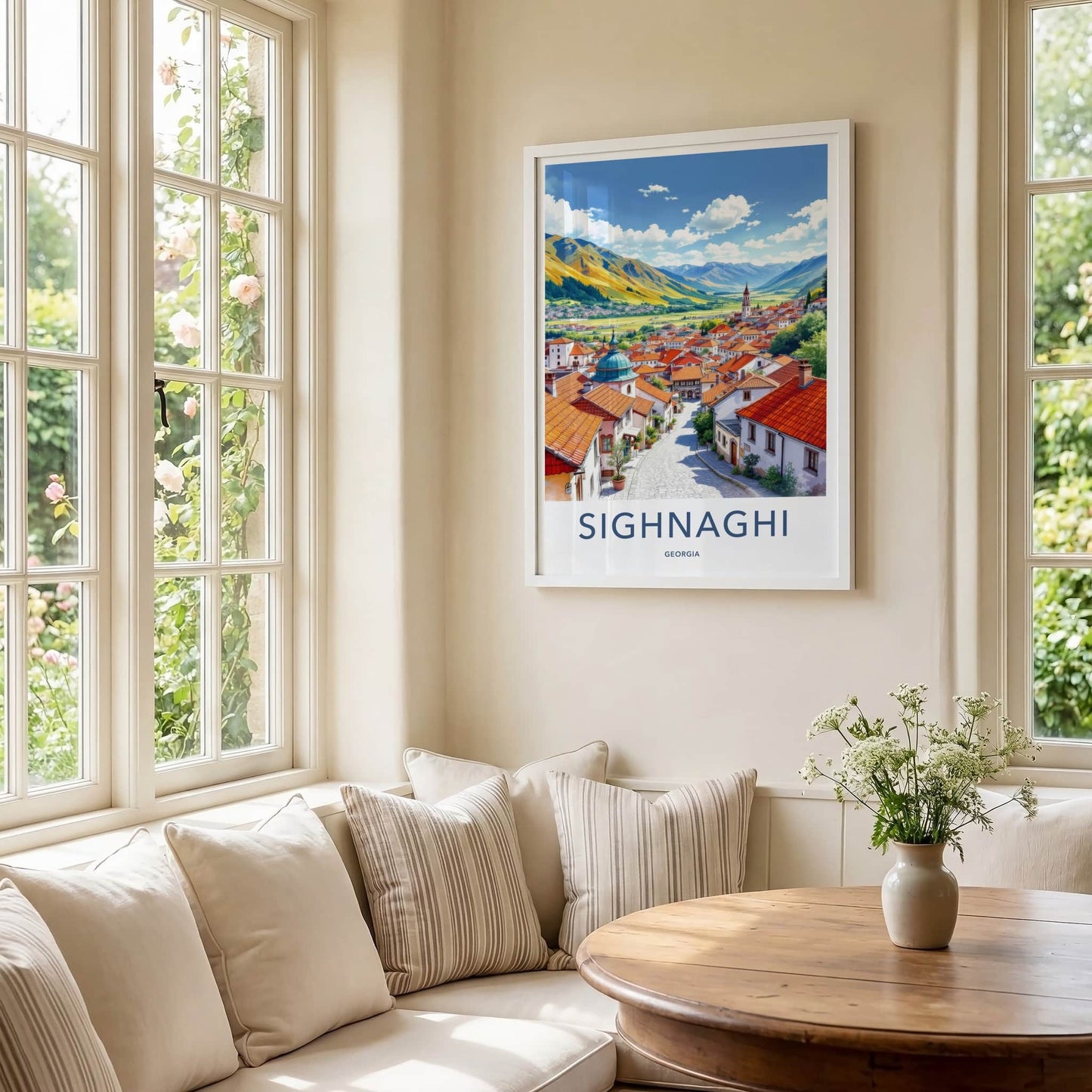 Sighnaghi Poster - Georgia Wall Art - Bright Mountain Village Home Decor