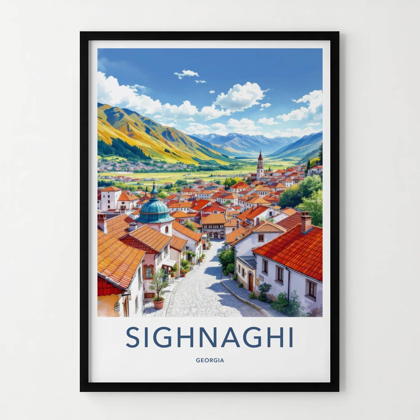Sighnaghi Poster - Georgia Wall Art - Bright Mountain Village Home Decor
