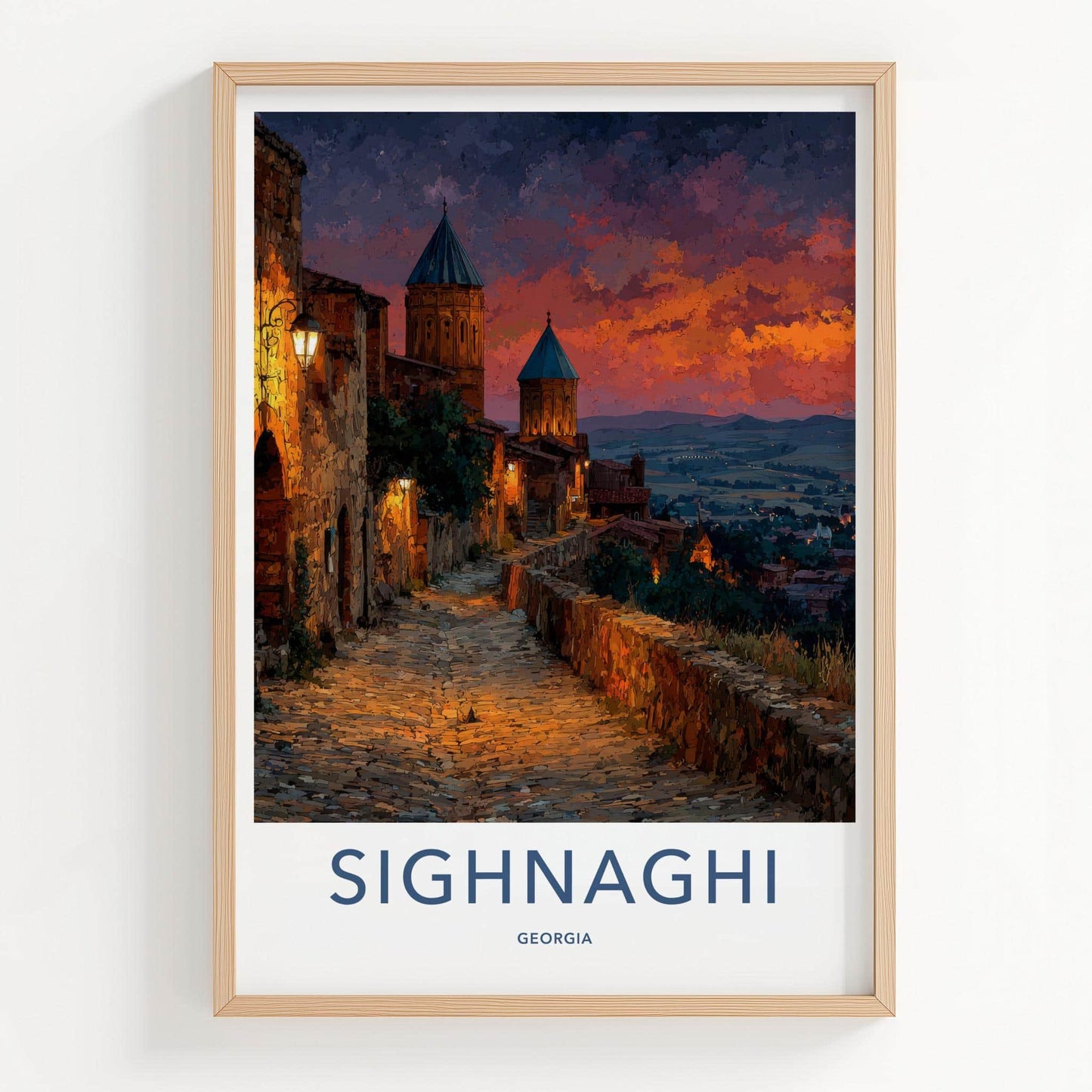 SIGHNAGHI Poster - Georgia Wall Art - Historic Town Sunset Home Decor