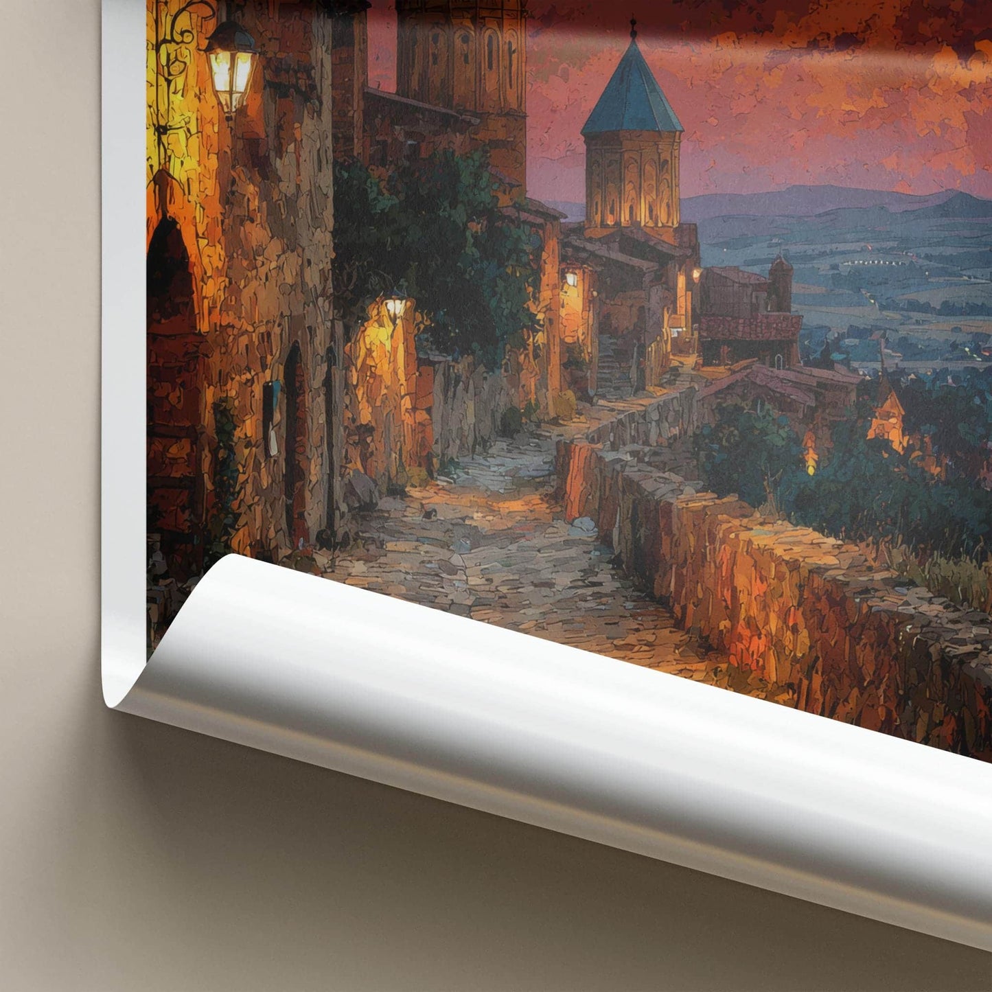 SIGHNAGHI Poster - Georgia Wall Art - Historic Town Sunset Home Decor